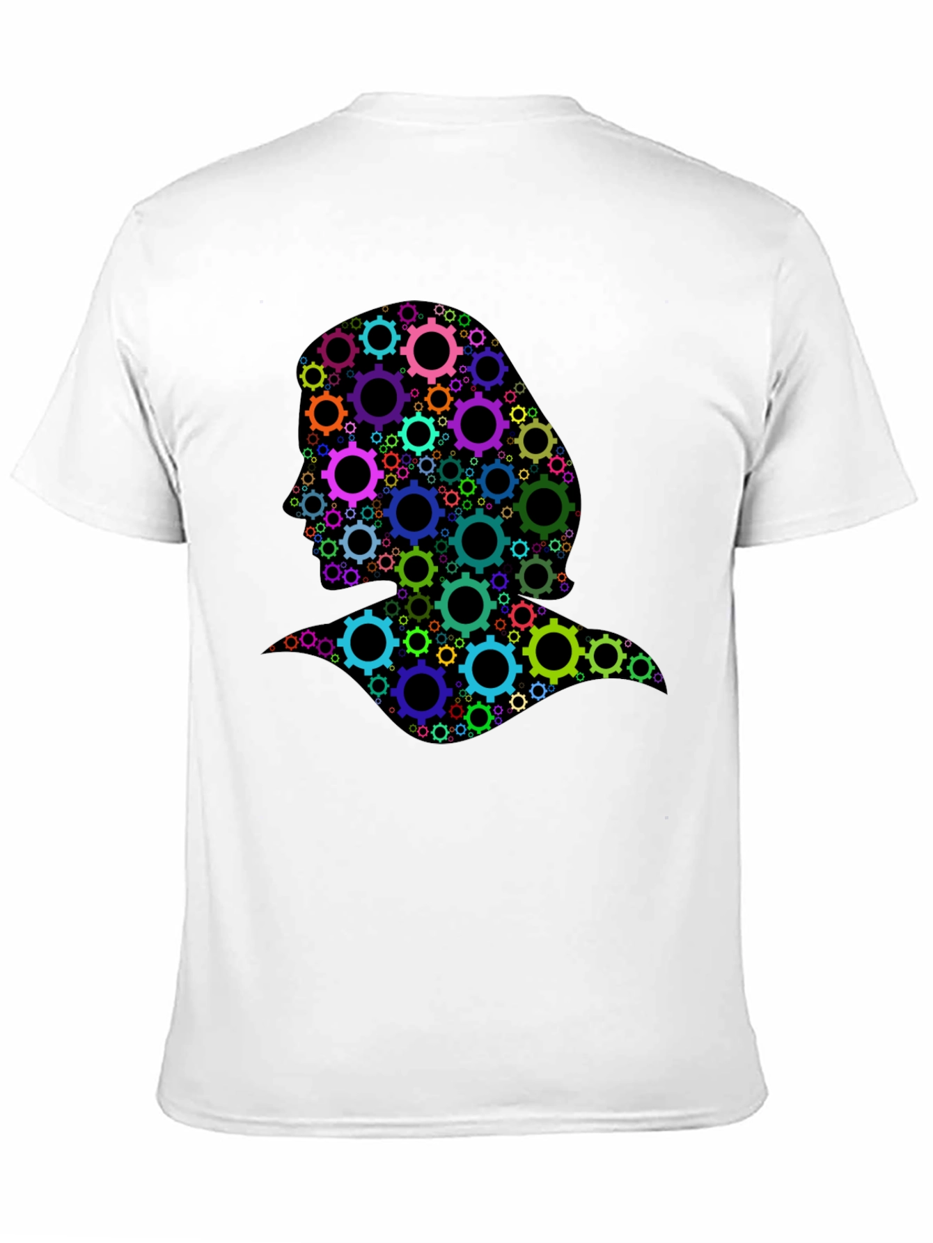 Gear Head Silhouette Graphic Tee - Black Cotton T-Shirt