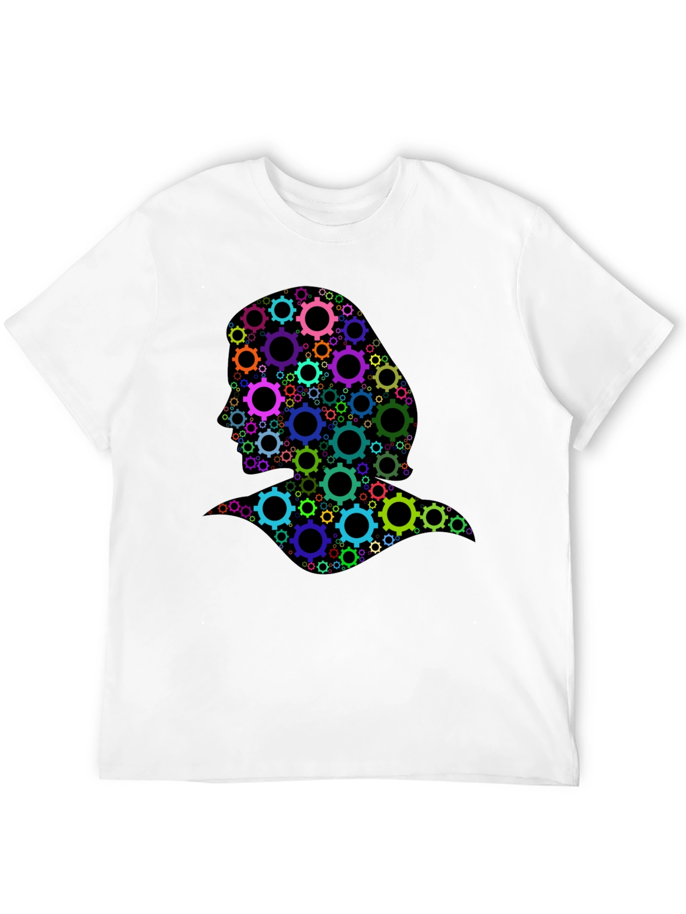 Gear Head Silhouette Graphic Tee - Black Cotton T-Shirt