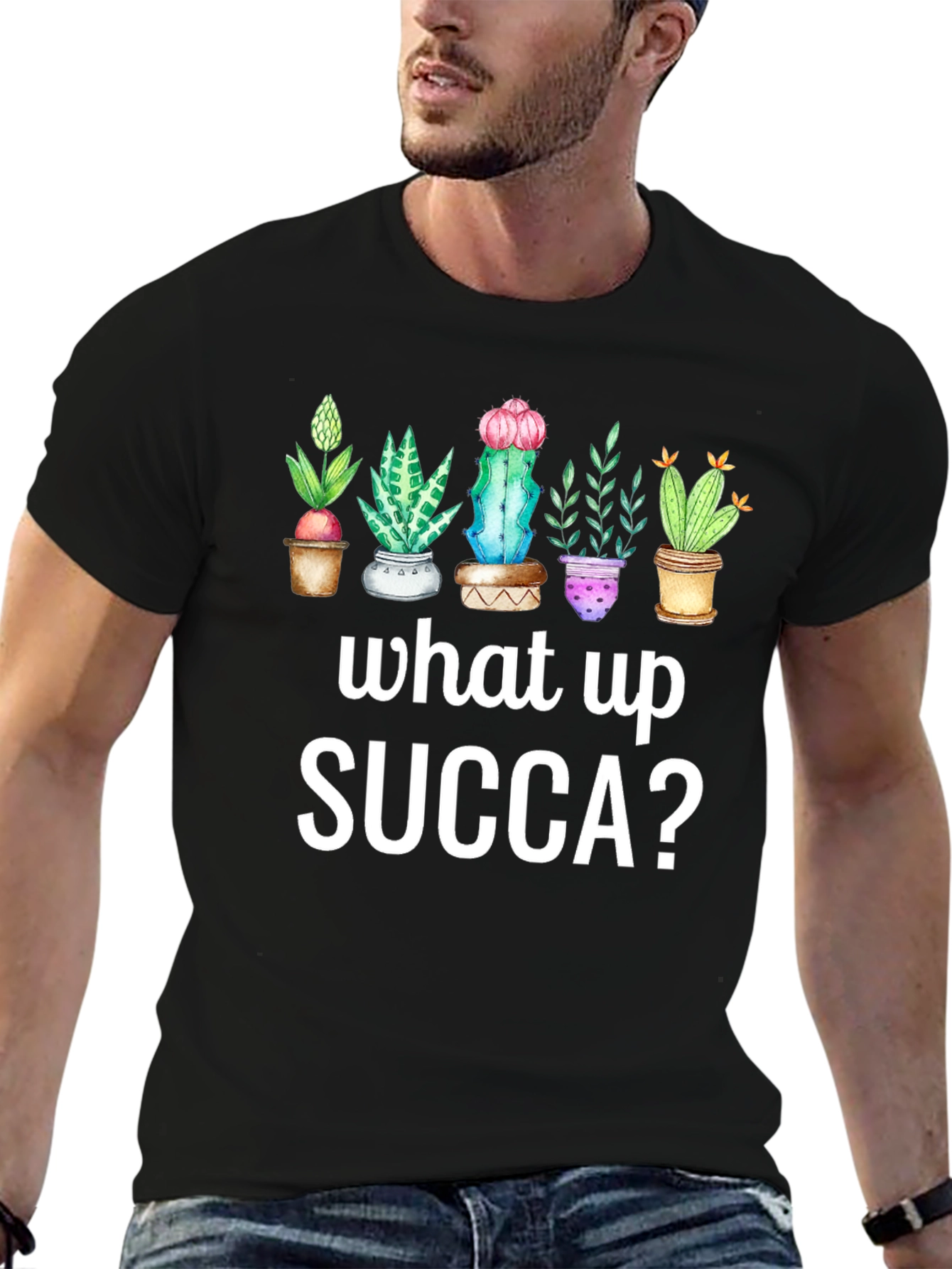 What Up SUCCA? T-Shirt - Cute Succulent Plant Tee