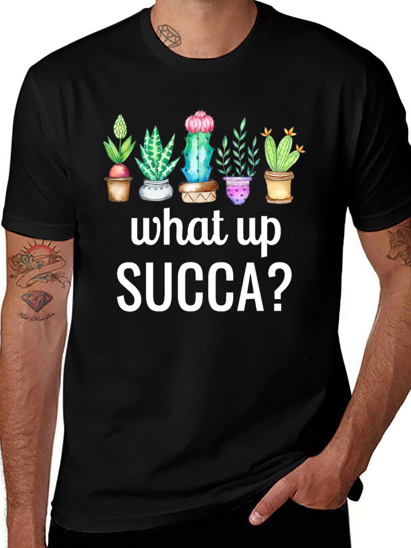 What Up SUCCA? T-Shirt - Cute Succulent Plant Tee