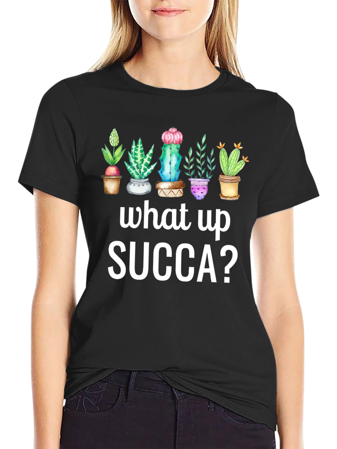 What Up SUCCA? T-Shirt - Cute Succulent Plant Tee