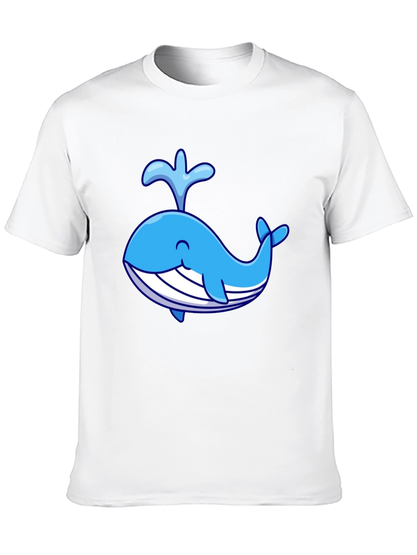 Cute Cartoon Whale Black T-Shirt