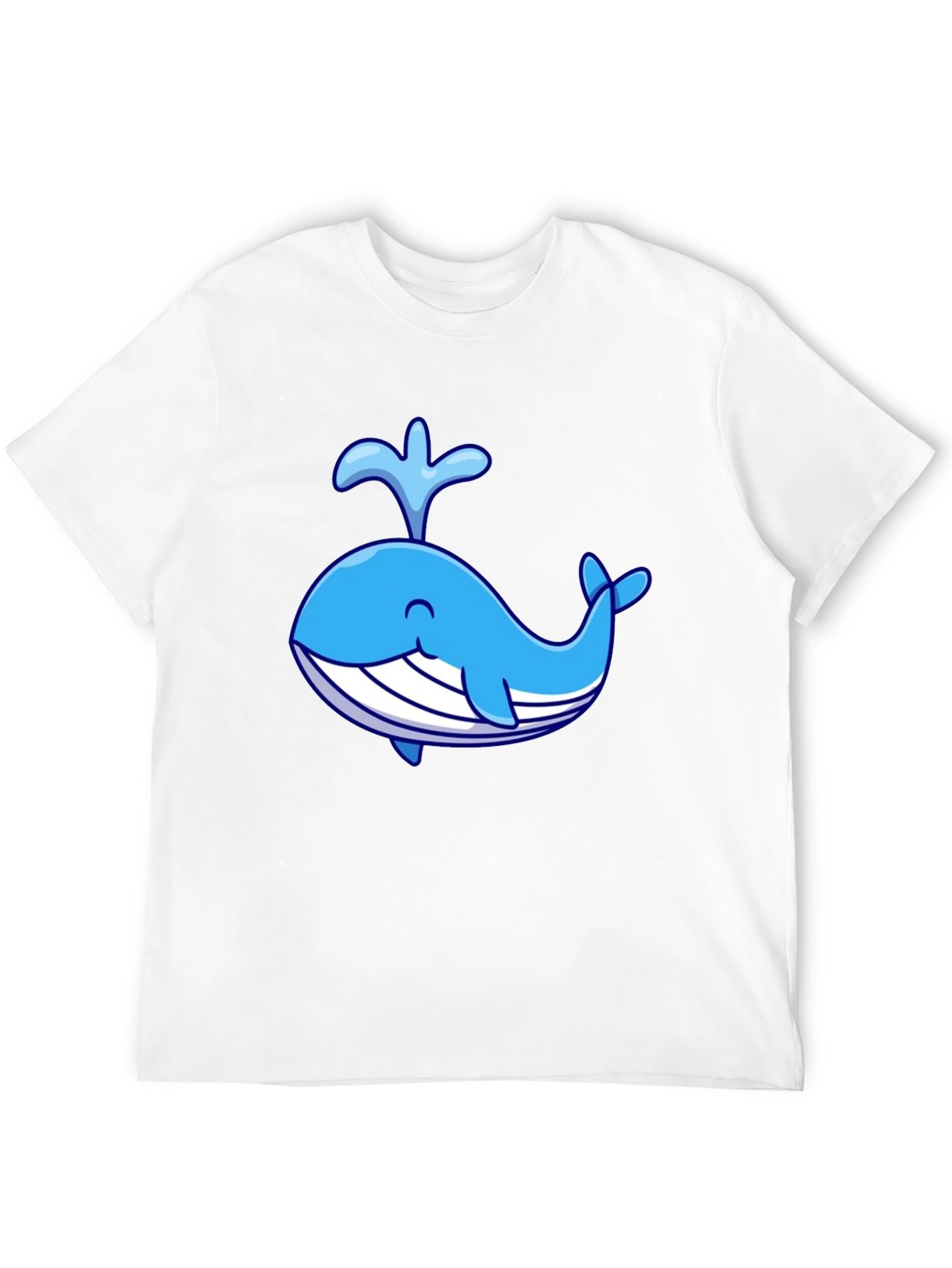 Cute Cartoon Whale Black T-Shirt