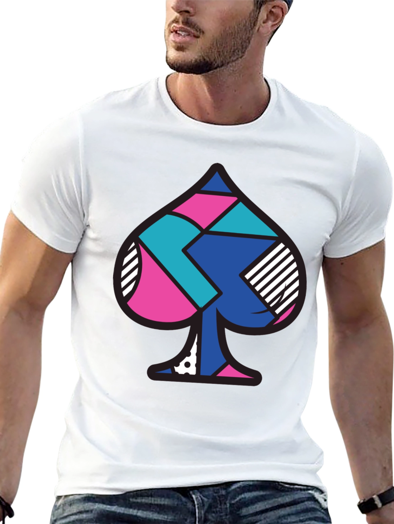 Geometric Spade Graphic Tee - Modern Design
