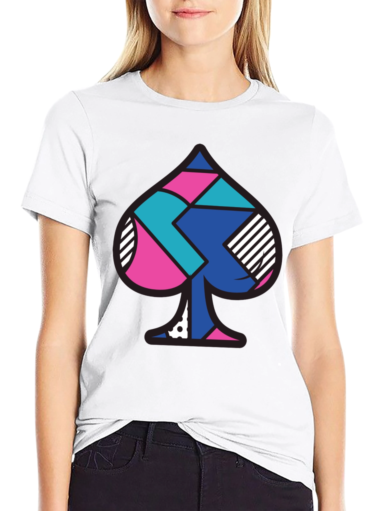 Geometric Spade Graphic Tee - Modern Design