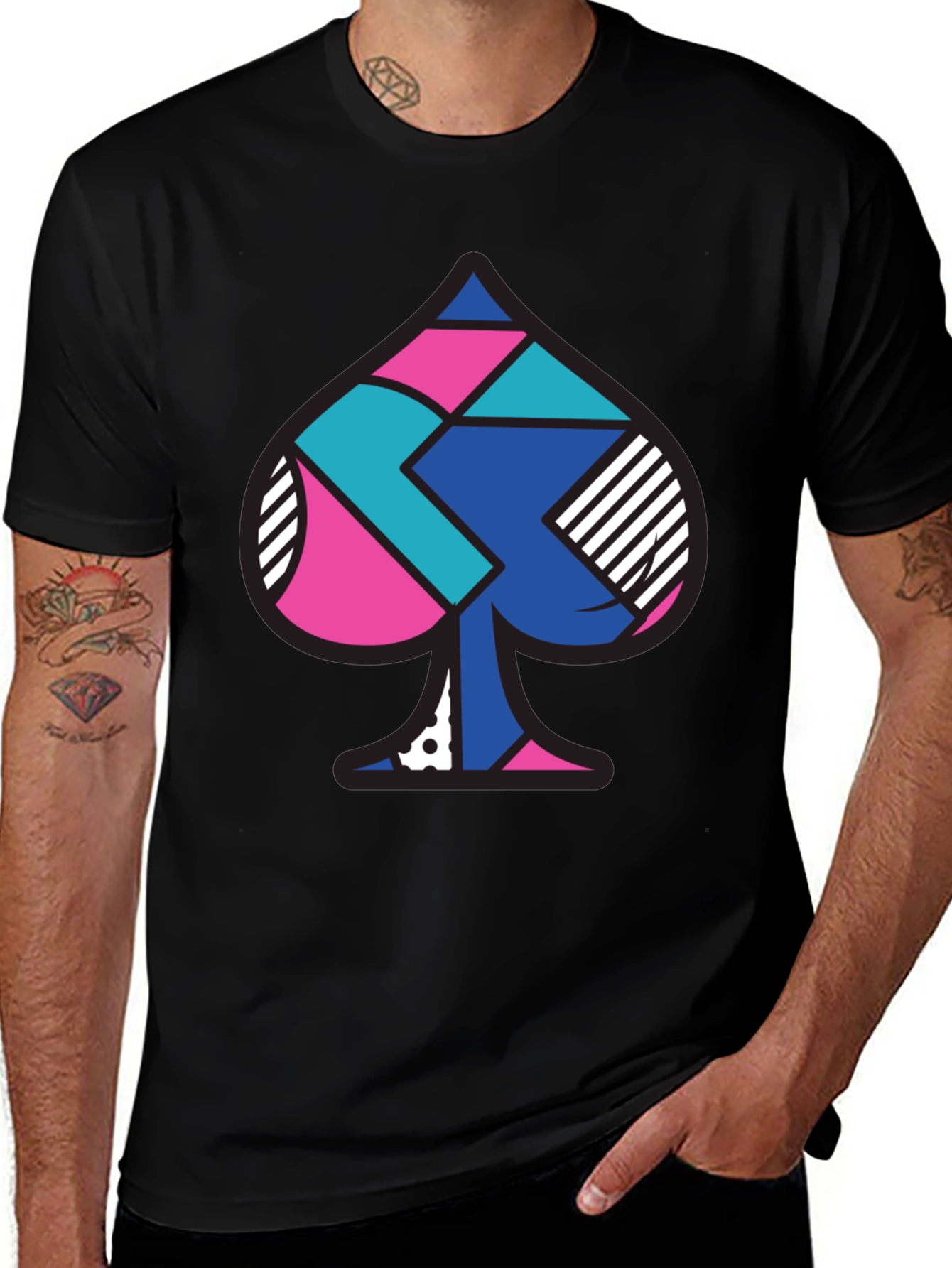 Geometric Spade Graphic Tee - Modern Design