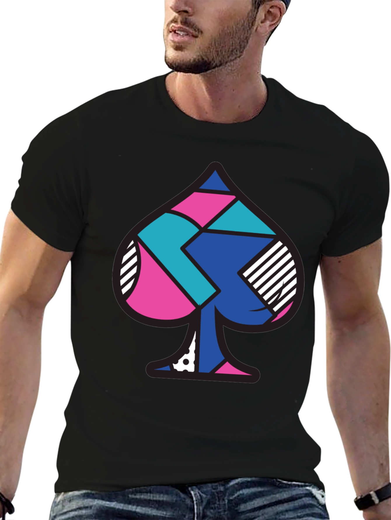 Geometric Spade Graphic Tee - Modern Design