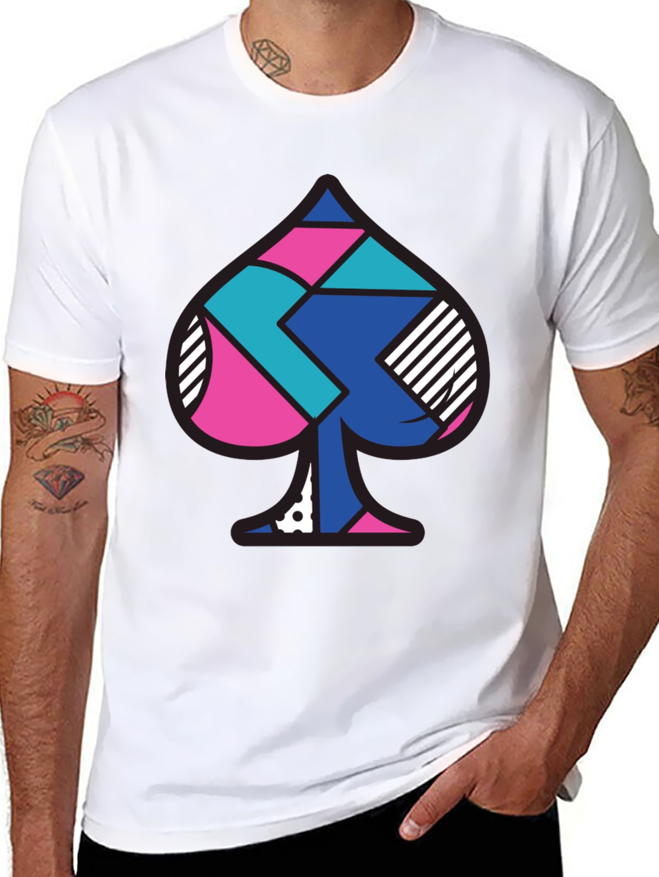Geometric Spade Graphic Tee - Modern Design