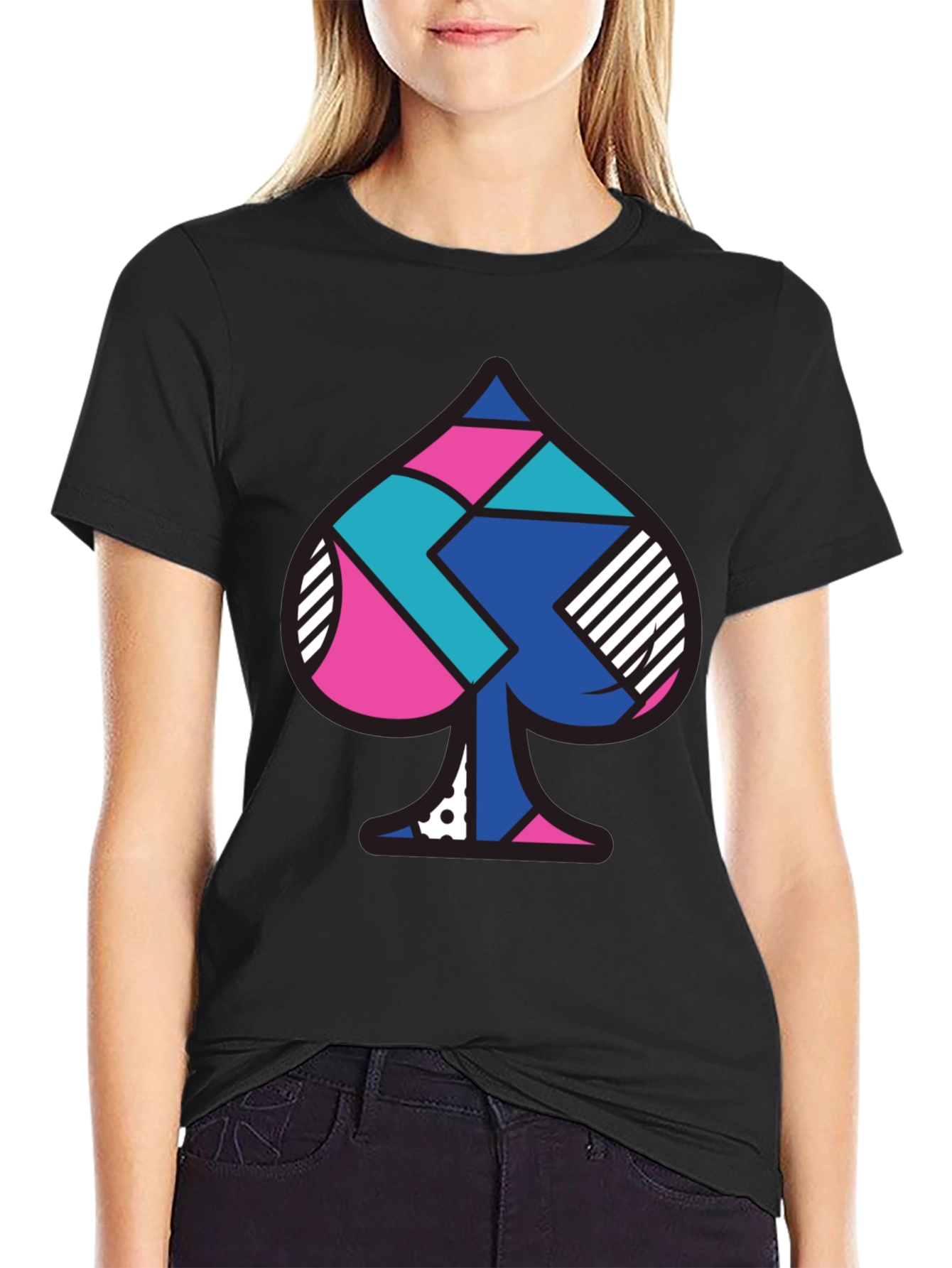 Geometric Spade Graphic Tee - Modern Design