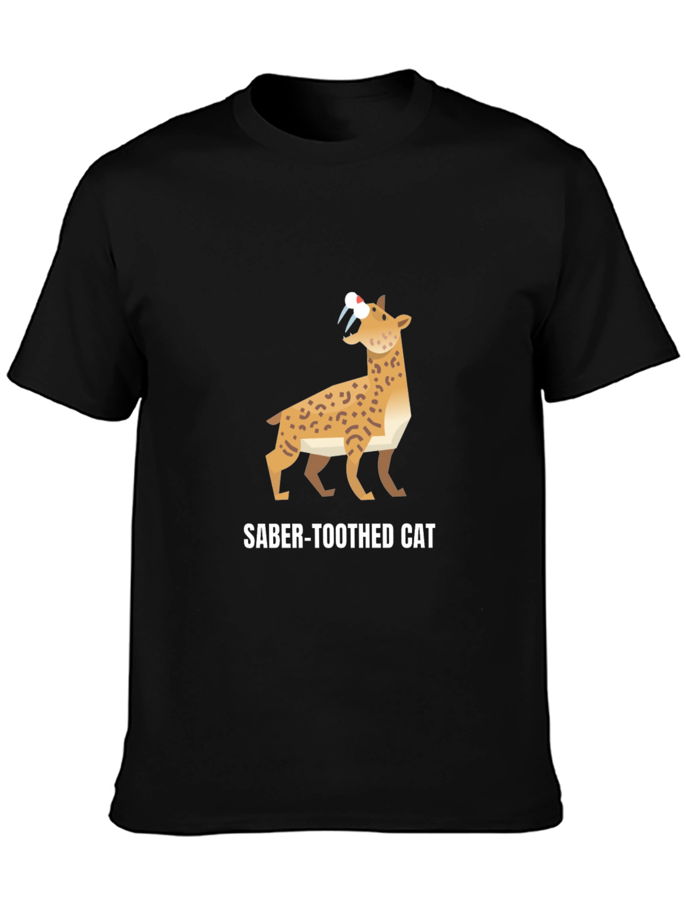 Saber-Toothed Cat Graphic Black T-Shirt