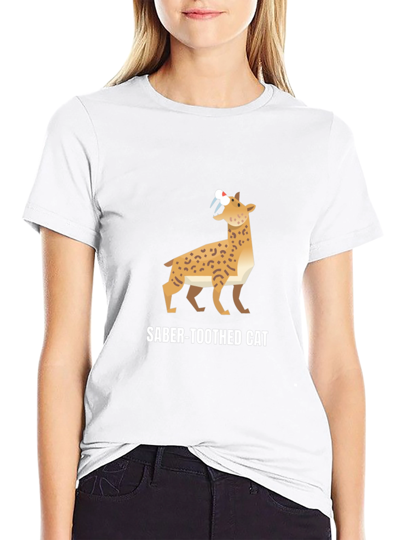 Saber-Toothed Cat Graphic Black T-Shirt