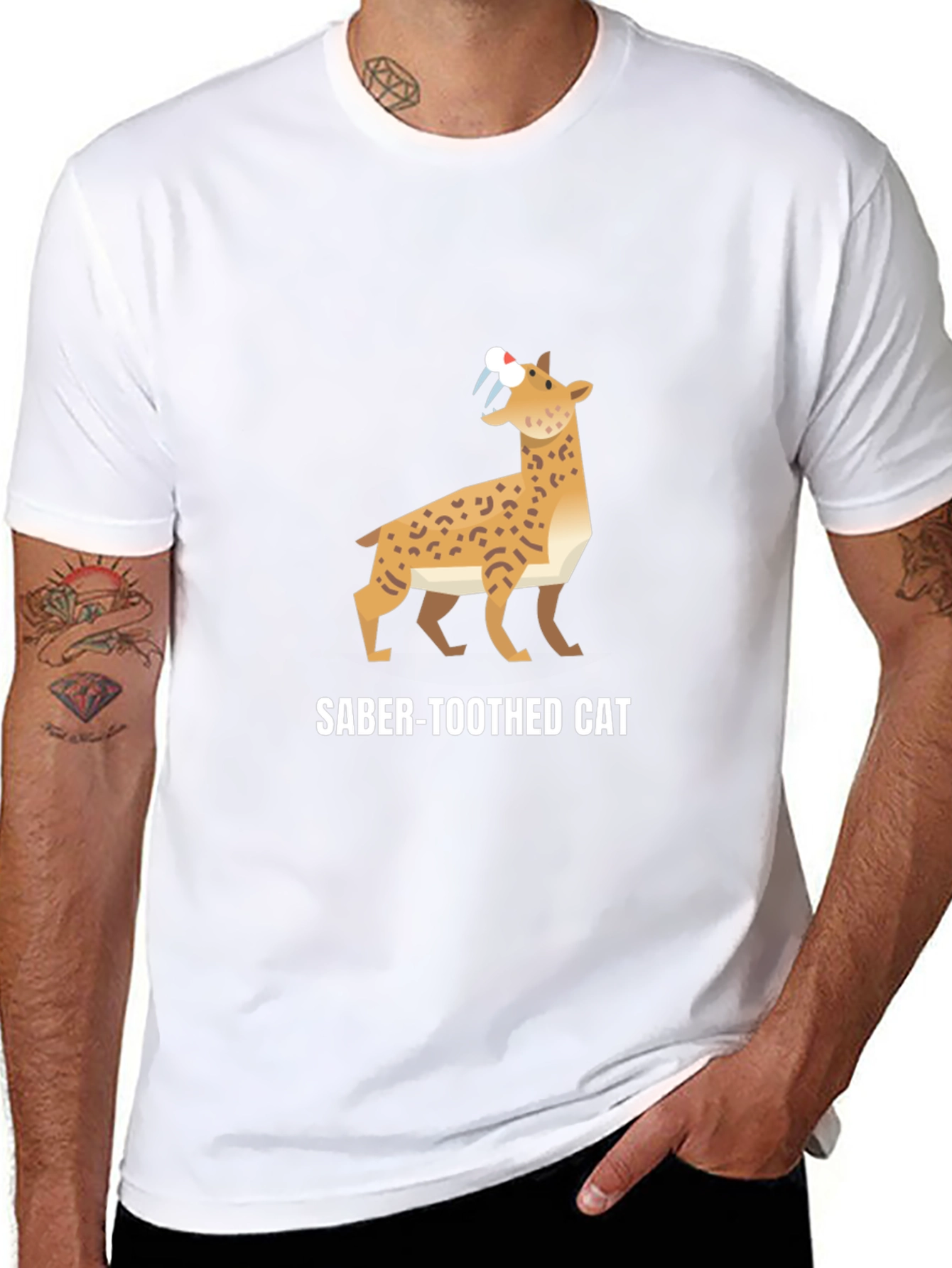 Saber-Toothed Cat Graphic Black T-Shirt