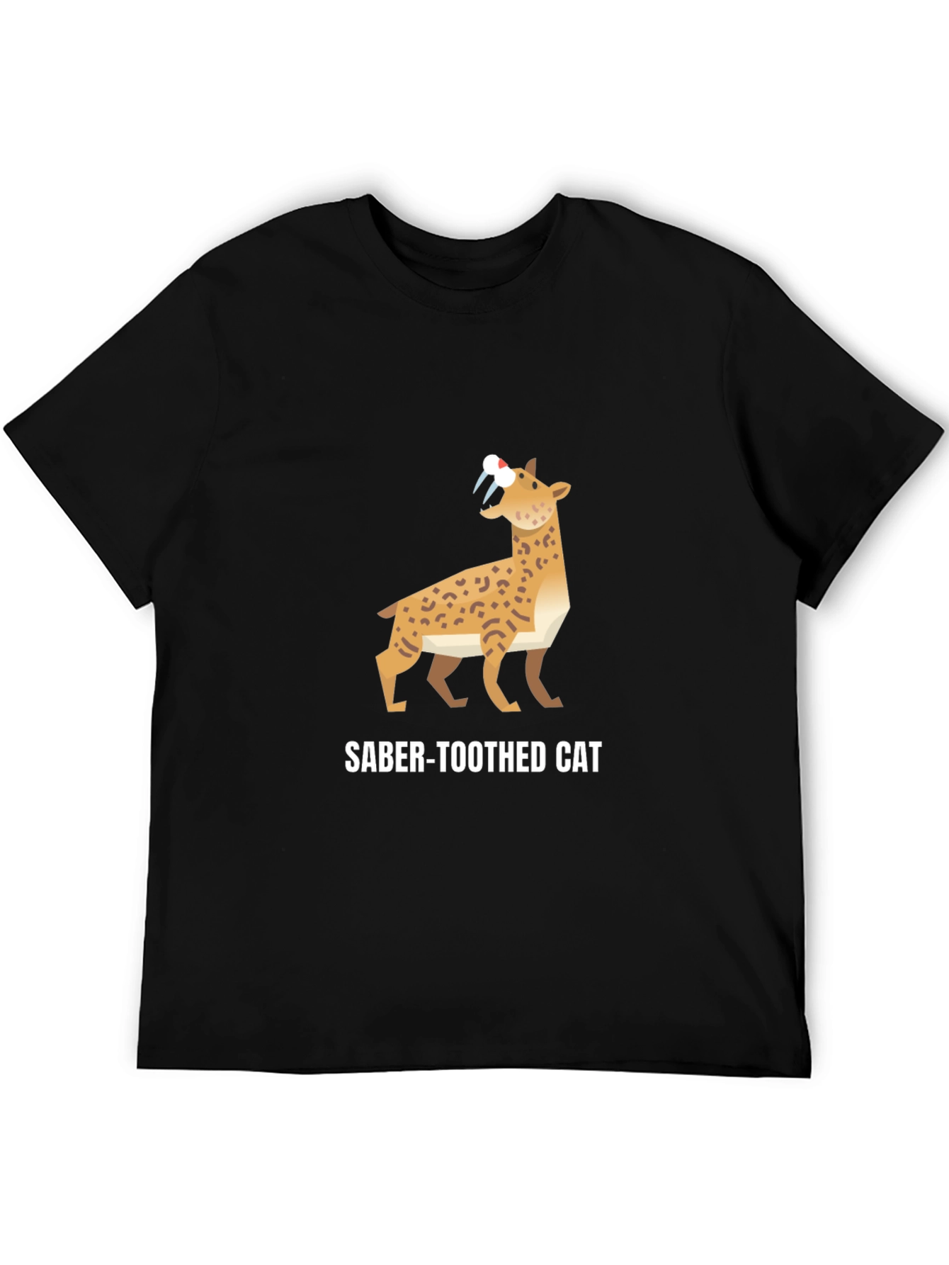Saber-Toothed Cat Graphic Black T-Shirt