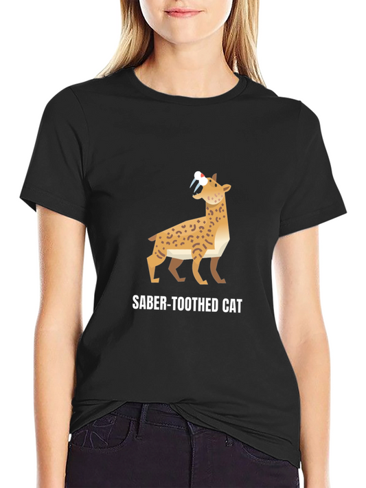 Saber-Toothed Cat Graphic Black T-Shirt