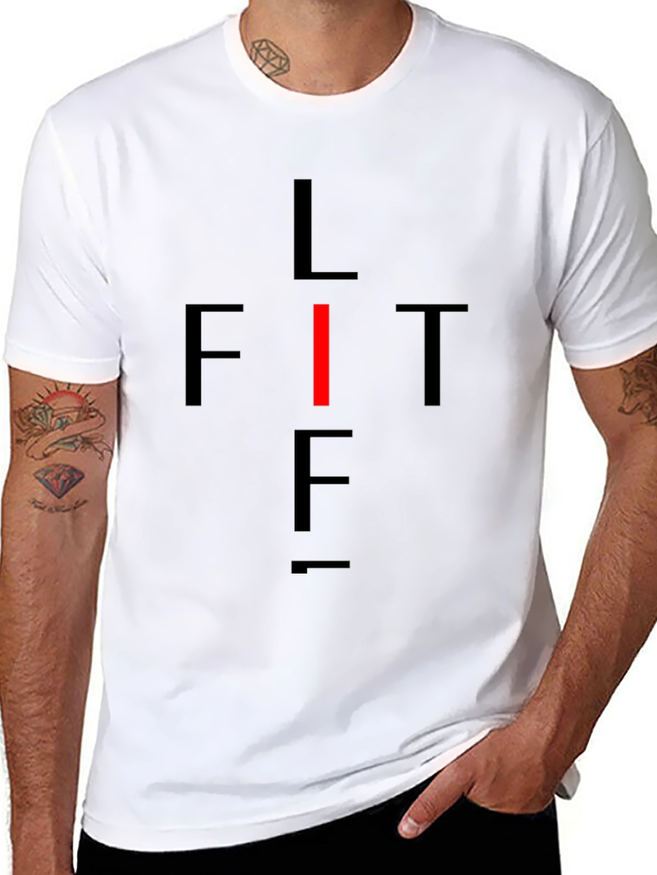 LIFT Graphic Tee - Black Cotton Fitness Shirt