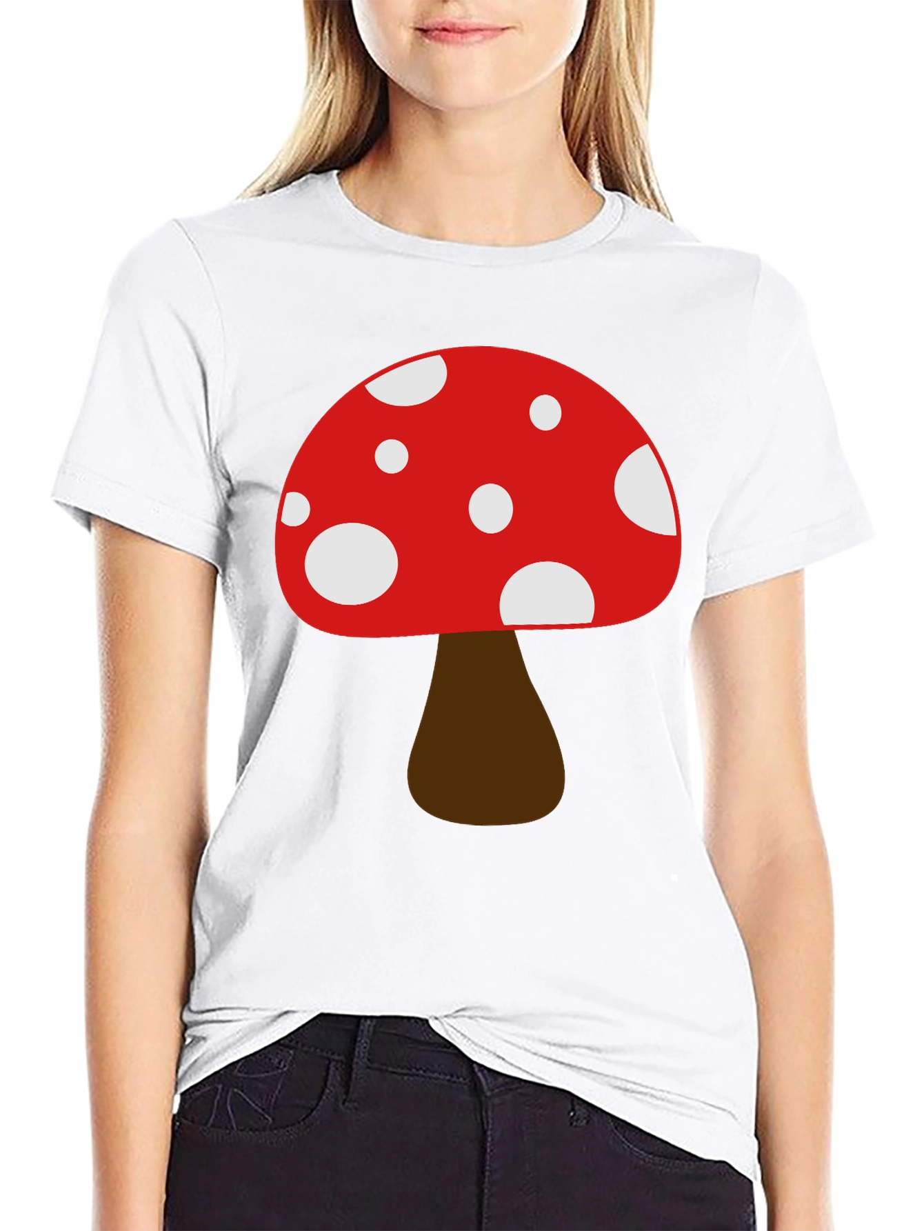 Funky Mushroom Graphic Tee - Black Cotton Casual Shirt