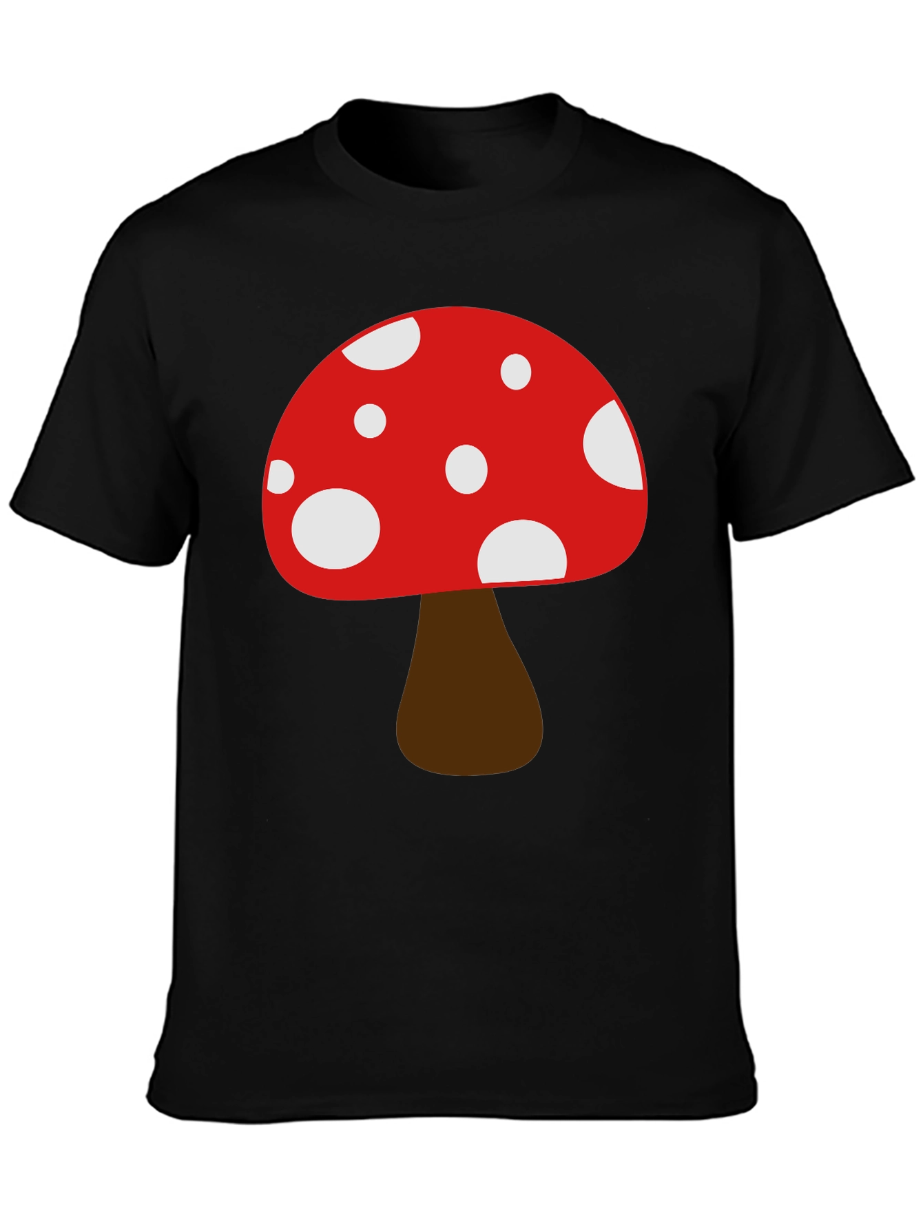 Funky Mushroom Graphic Tee - Black Cotton Casual Shirt