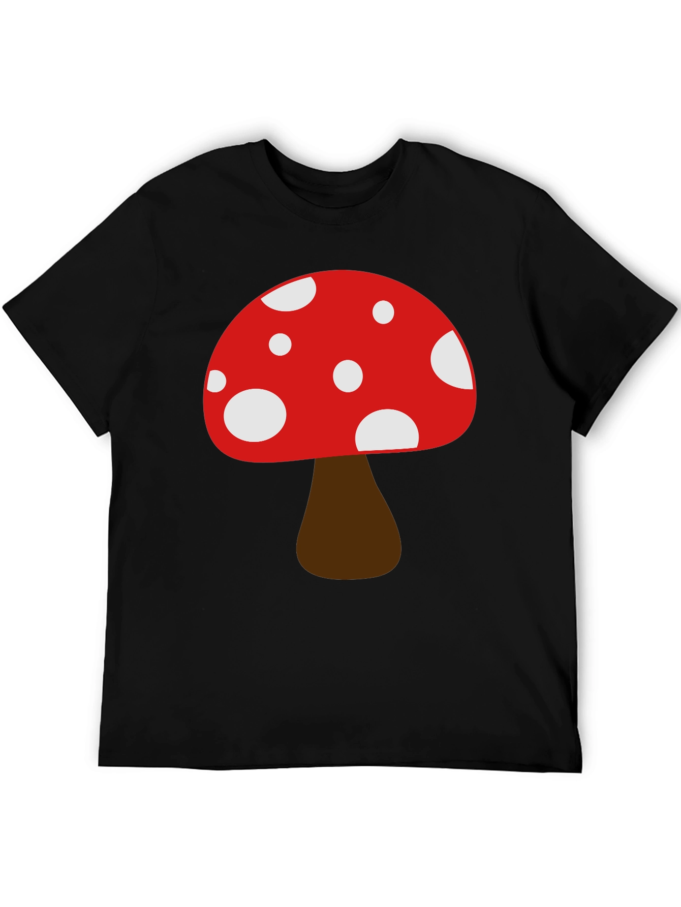 Funky Mushroom Graphic Tee - Black Cotton Casual Shirt