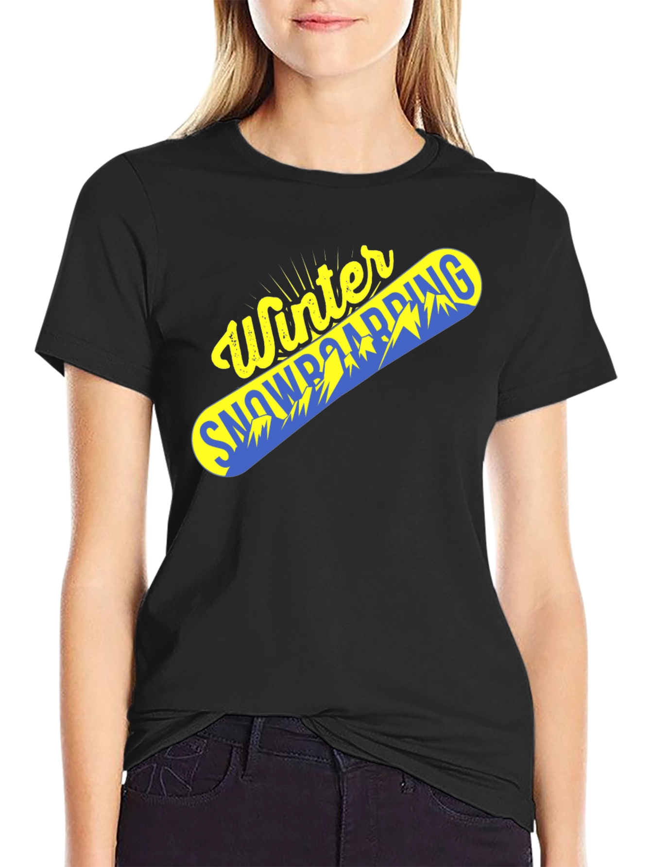 Winter Snowboarding Graphic Tee - Black