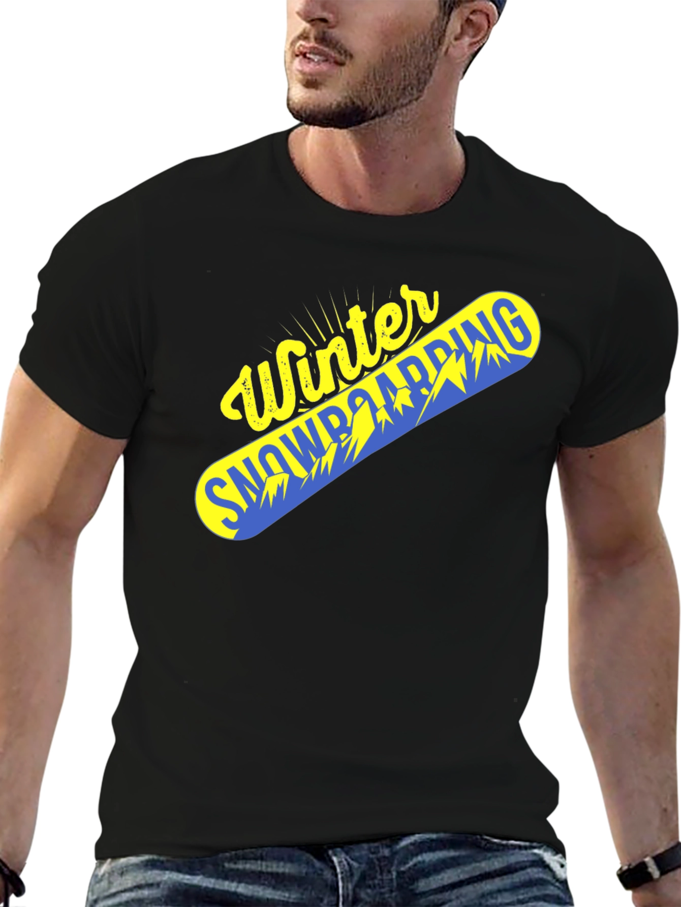 Winter Snowboarding Graphic Tee - Black