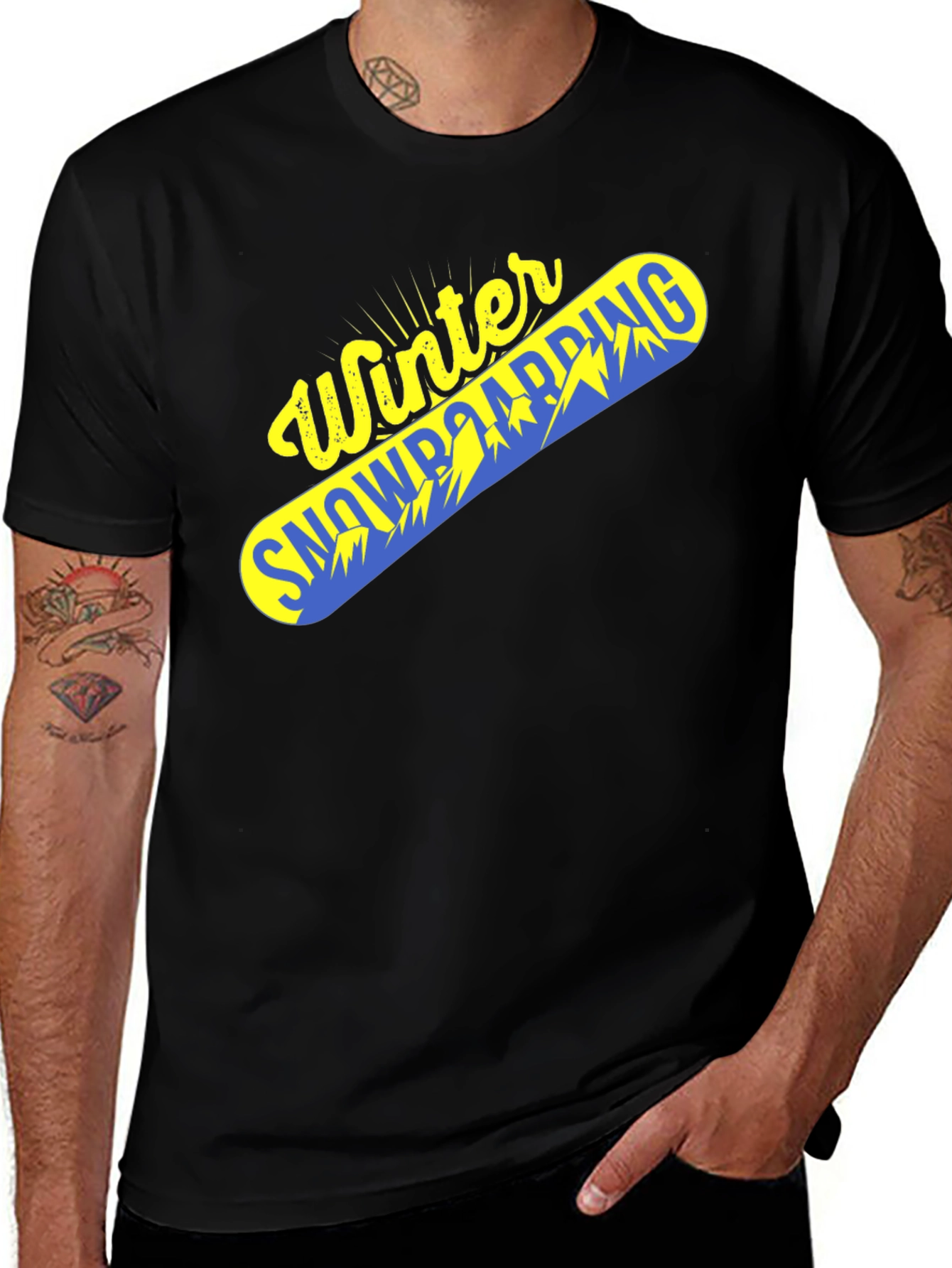 Winter Snowboarding Graphic Tee - Black