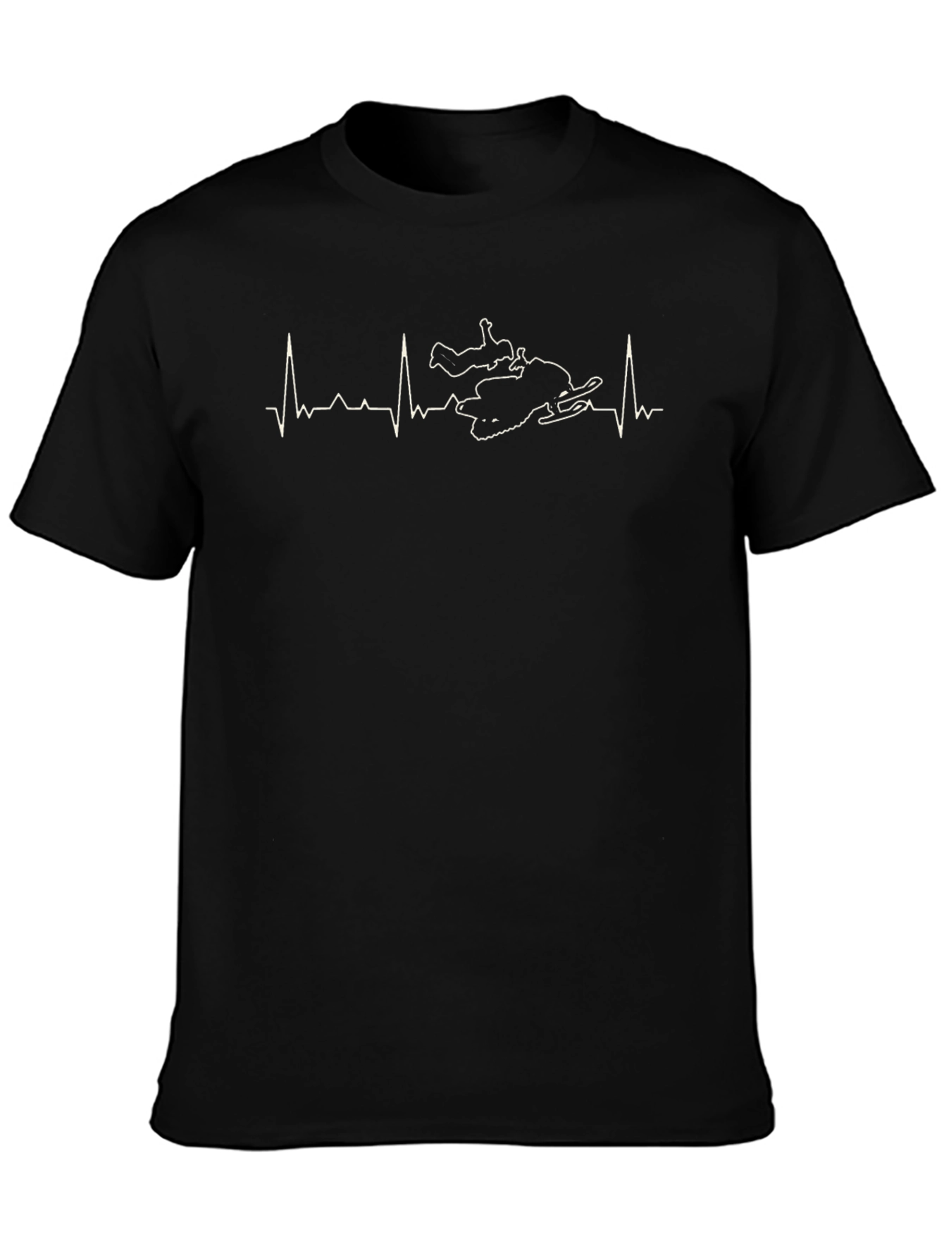 Snowmobile Heartbeat T-Shirt - Black
