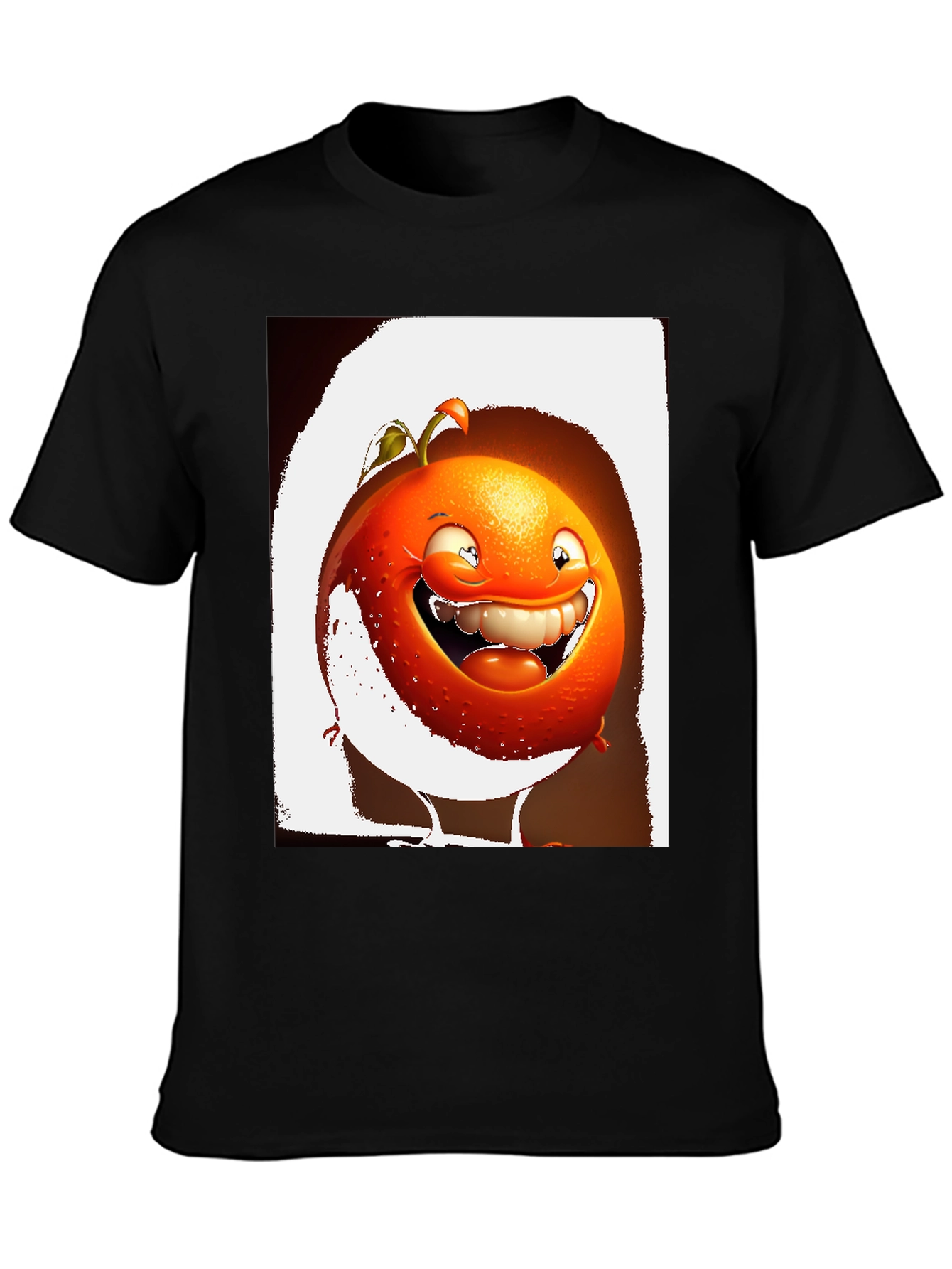 Funny Orange Cartoon Graphic Black T-Shirt