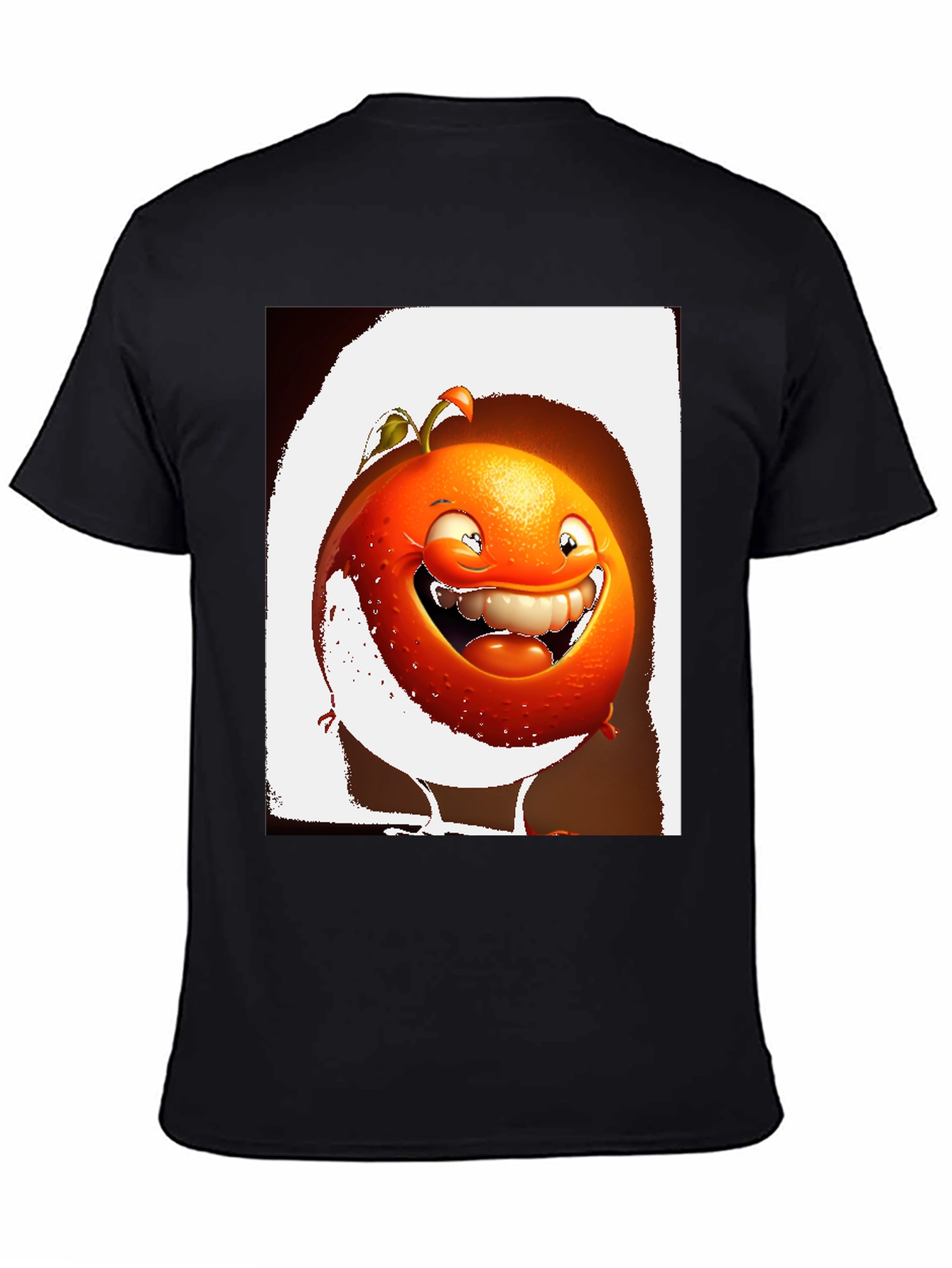 Funny Orange Cartoon Graphic Black T-Shirt