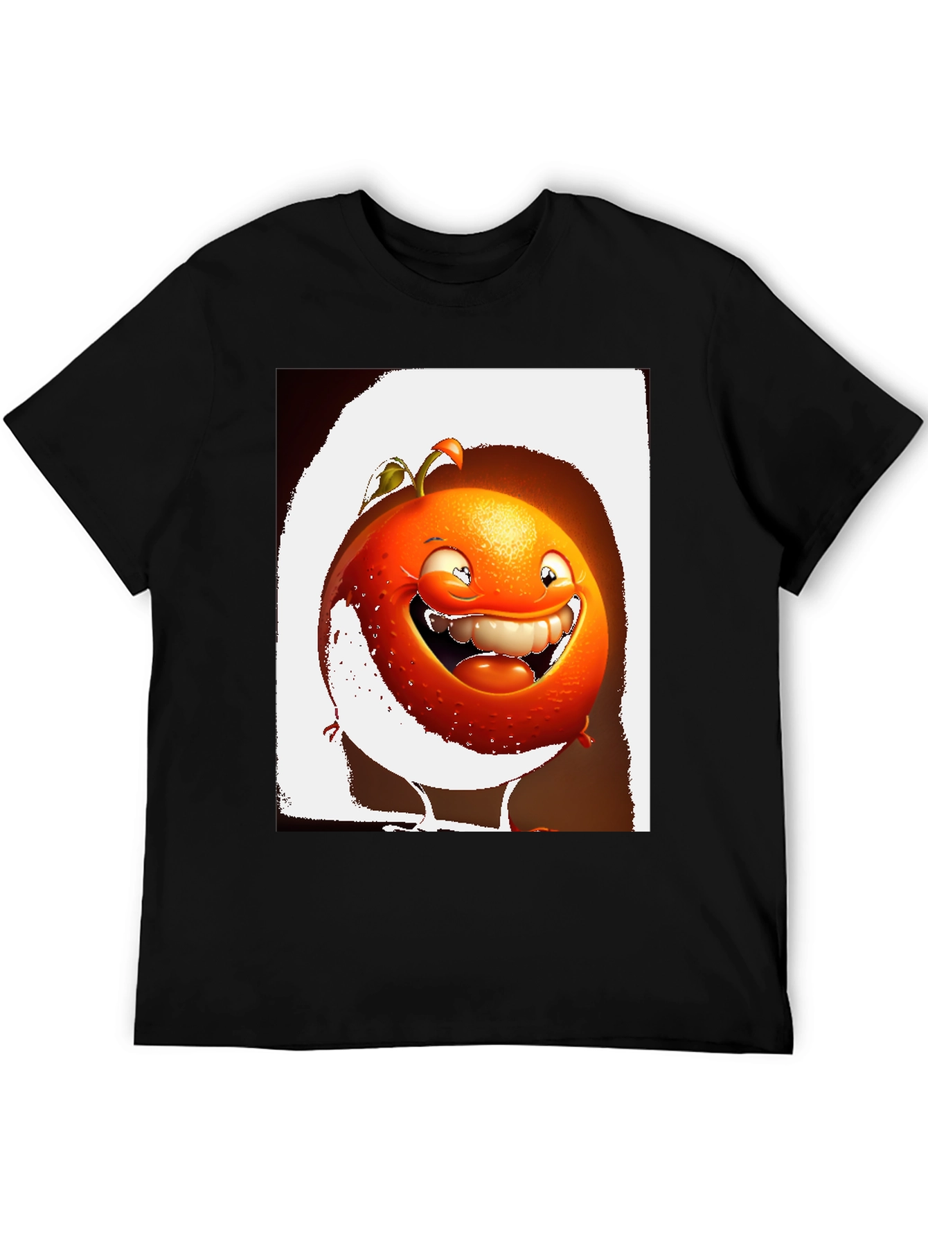 Funny Orange Cartoon Graphic Black T-Shirt