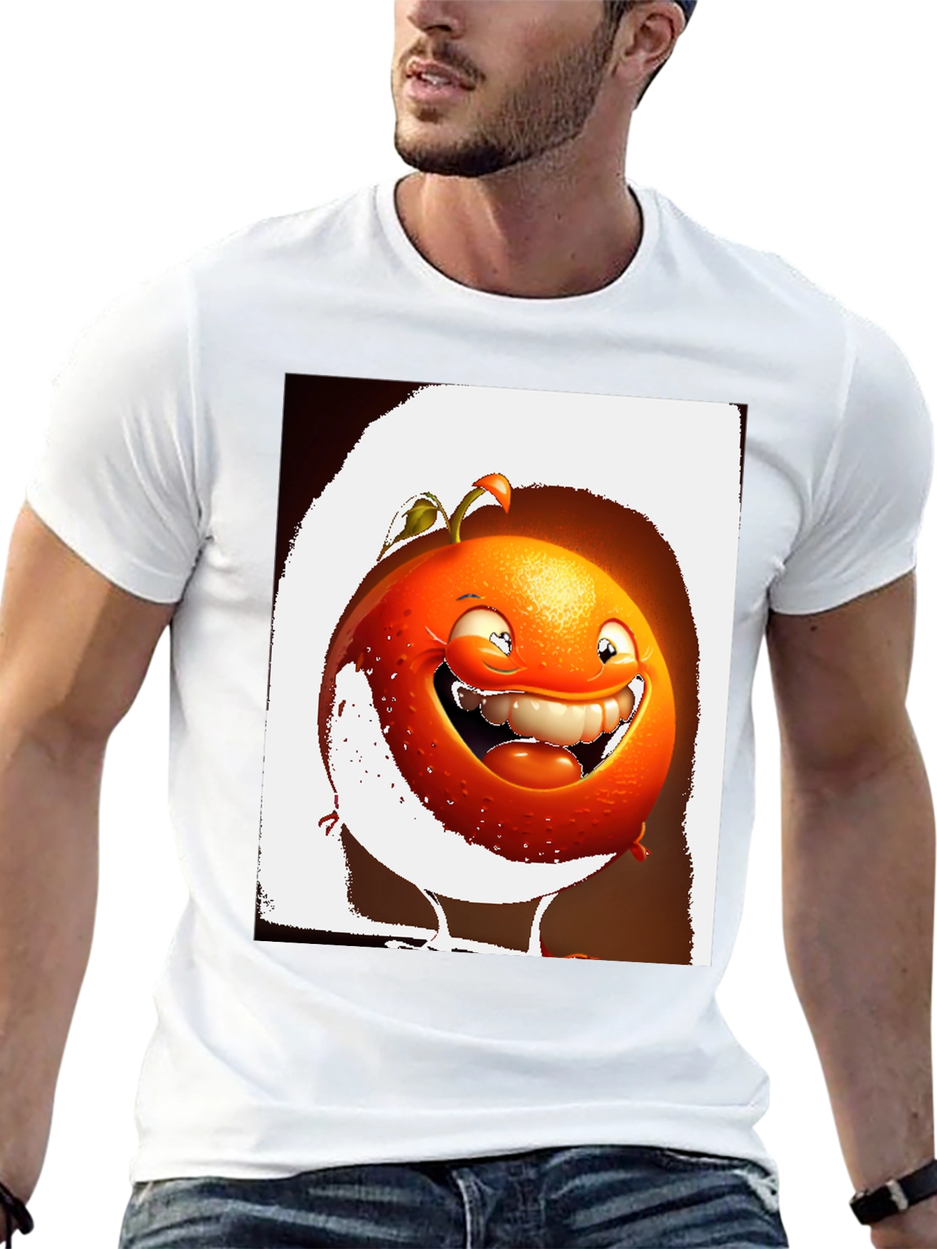 Funny Orange Cartoon Graphic Black T-Shirt