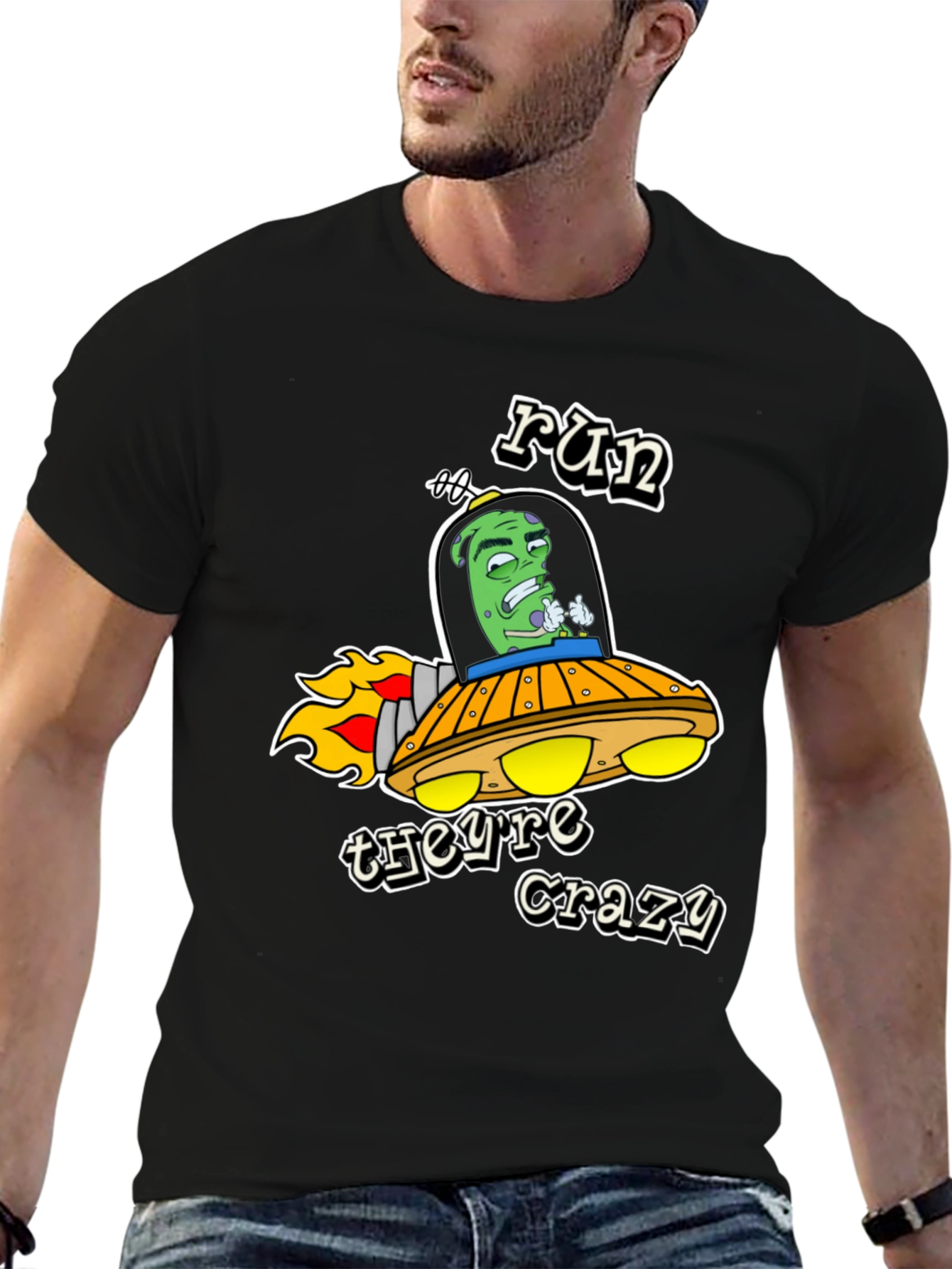 Run Theyre Crazy Alien Graphic Tee