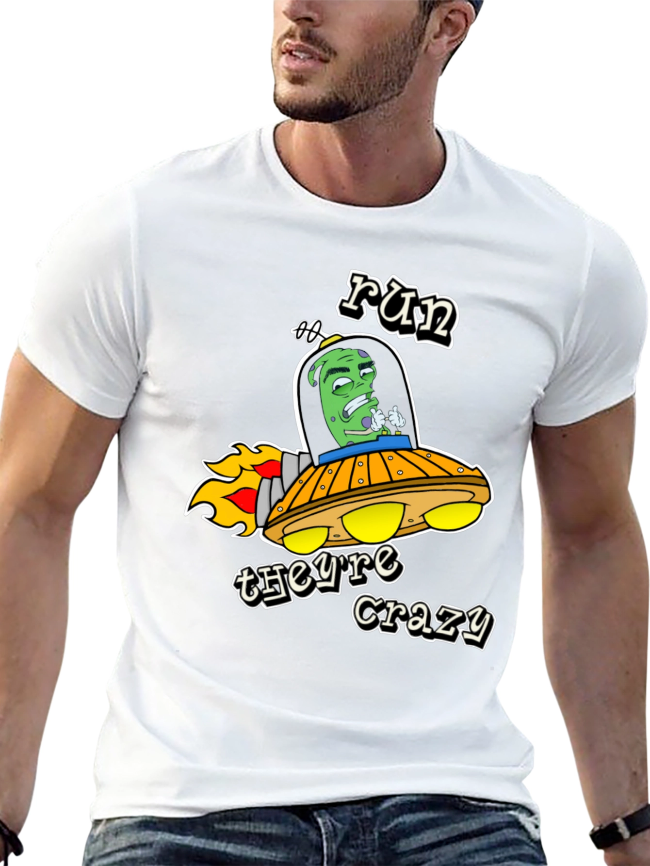 Run Theyre Crazy Alien Graphic Tee