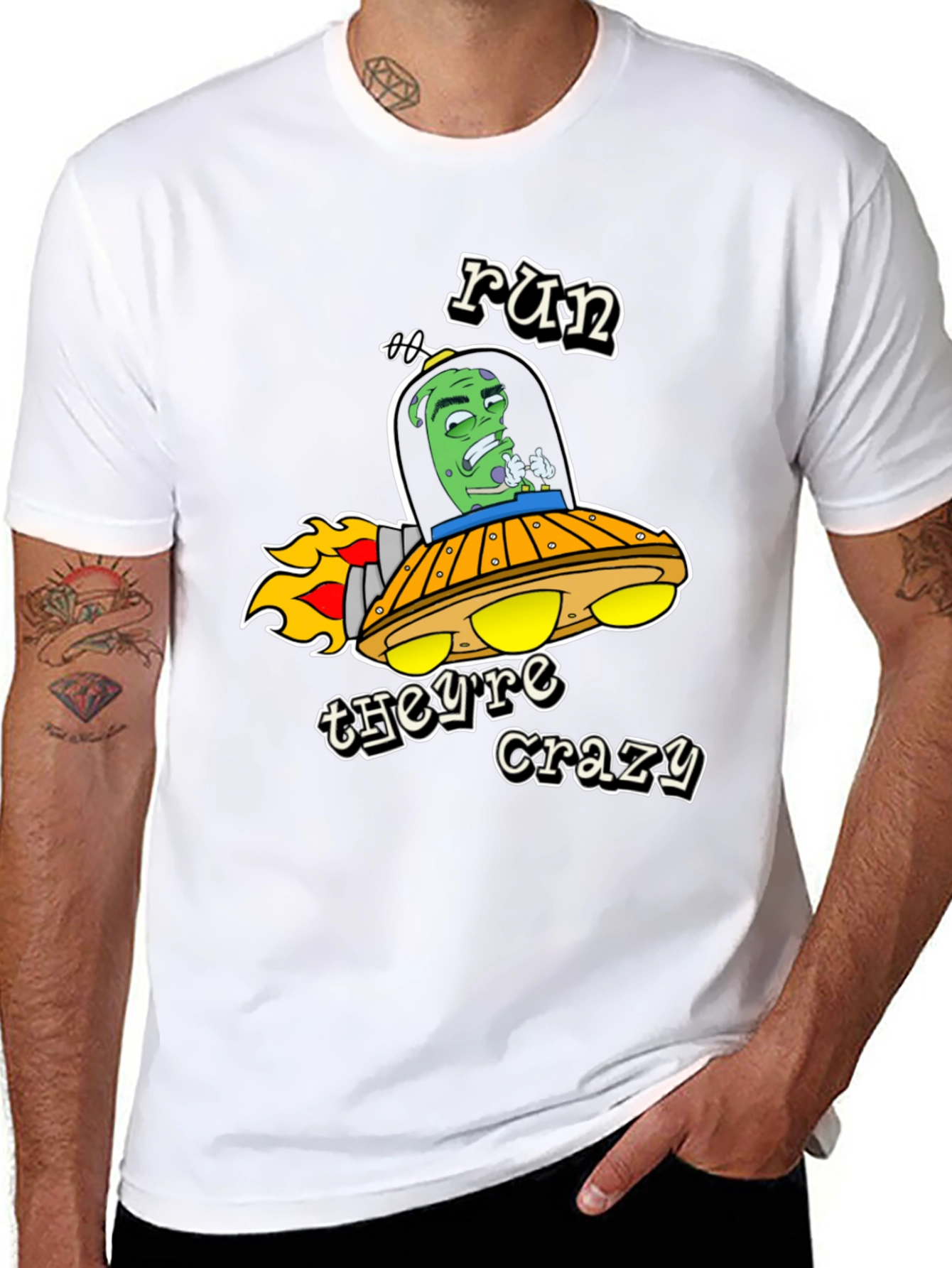 Run Theyre Crazy Alien Graphic Tee