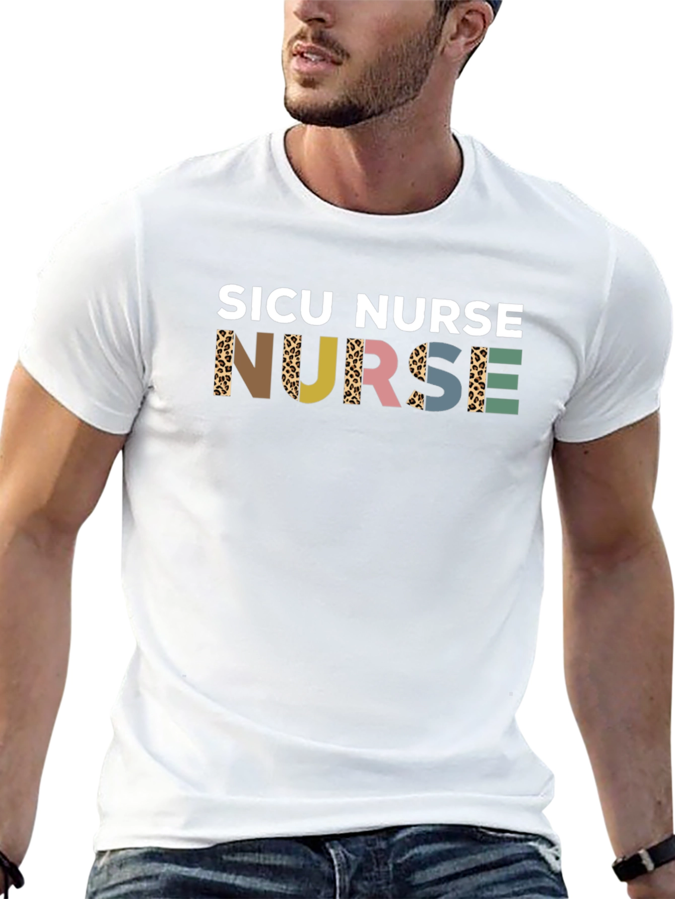 SICU Nurse Graphic Tee - Leopard Print