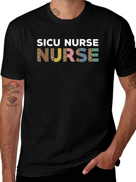 SICU Nurse Graphic Tee - Leopard Print