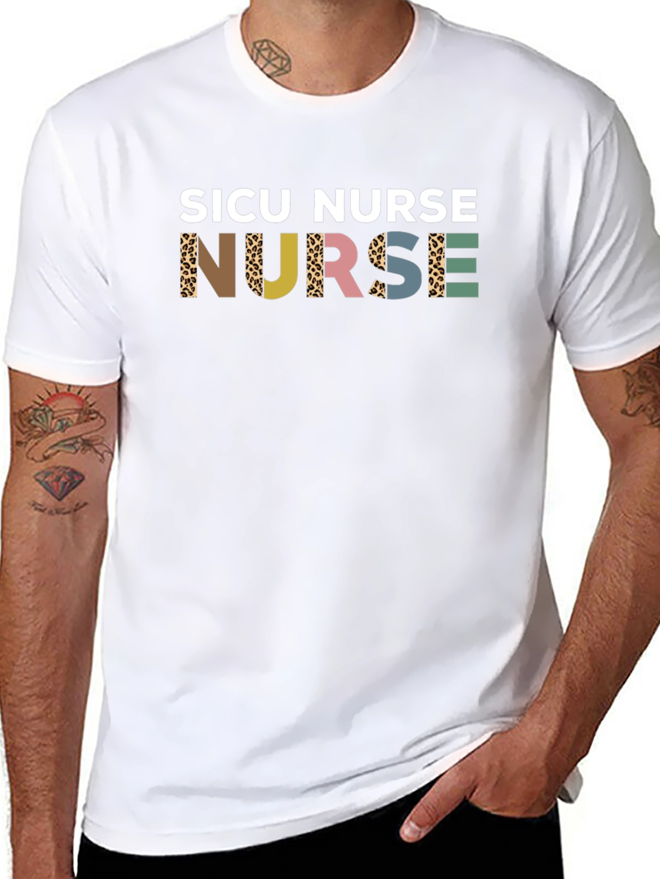 SICU Nurse Graphic Tee - Leopard Print