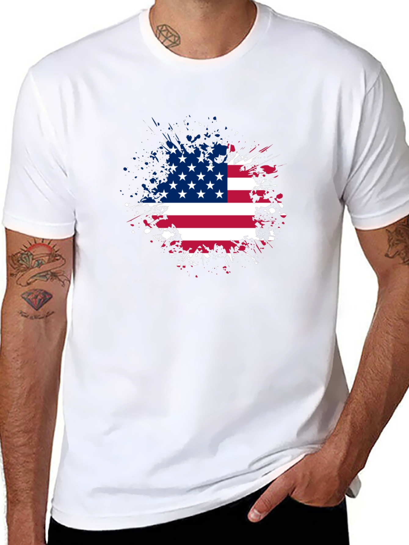 American Flag Splatter T-Shirt - Patriotic Style