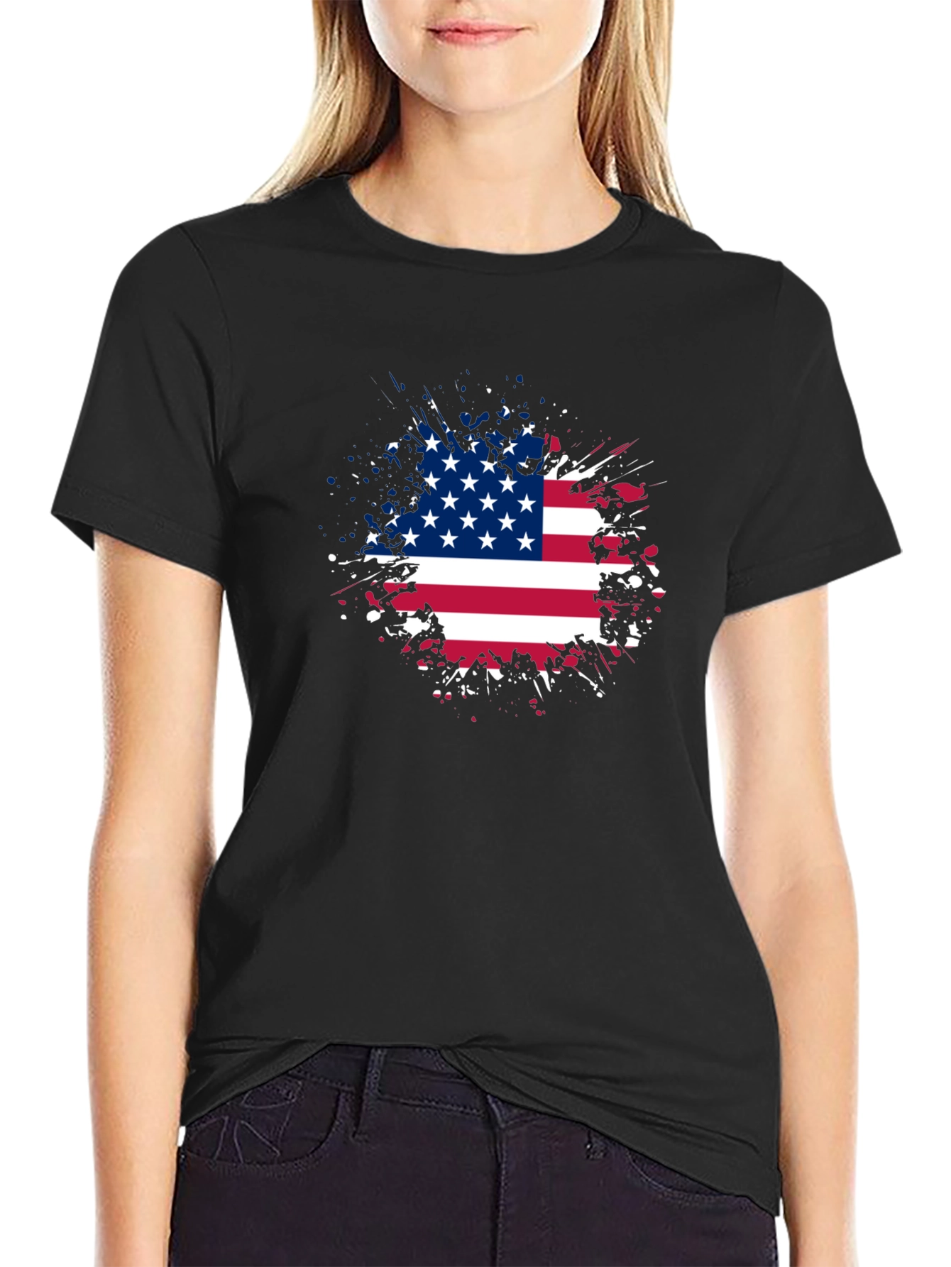 American Flag Splatter T-Shirt - Patriotic Style