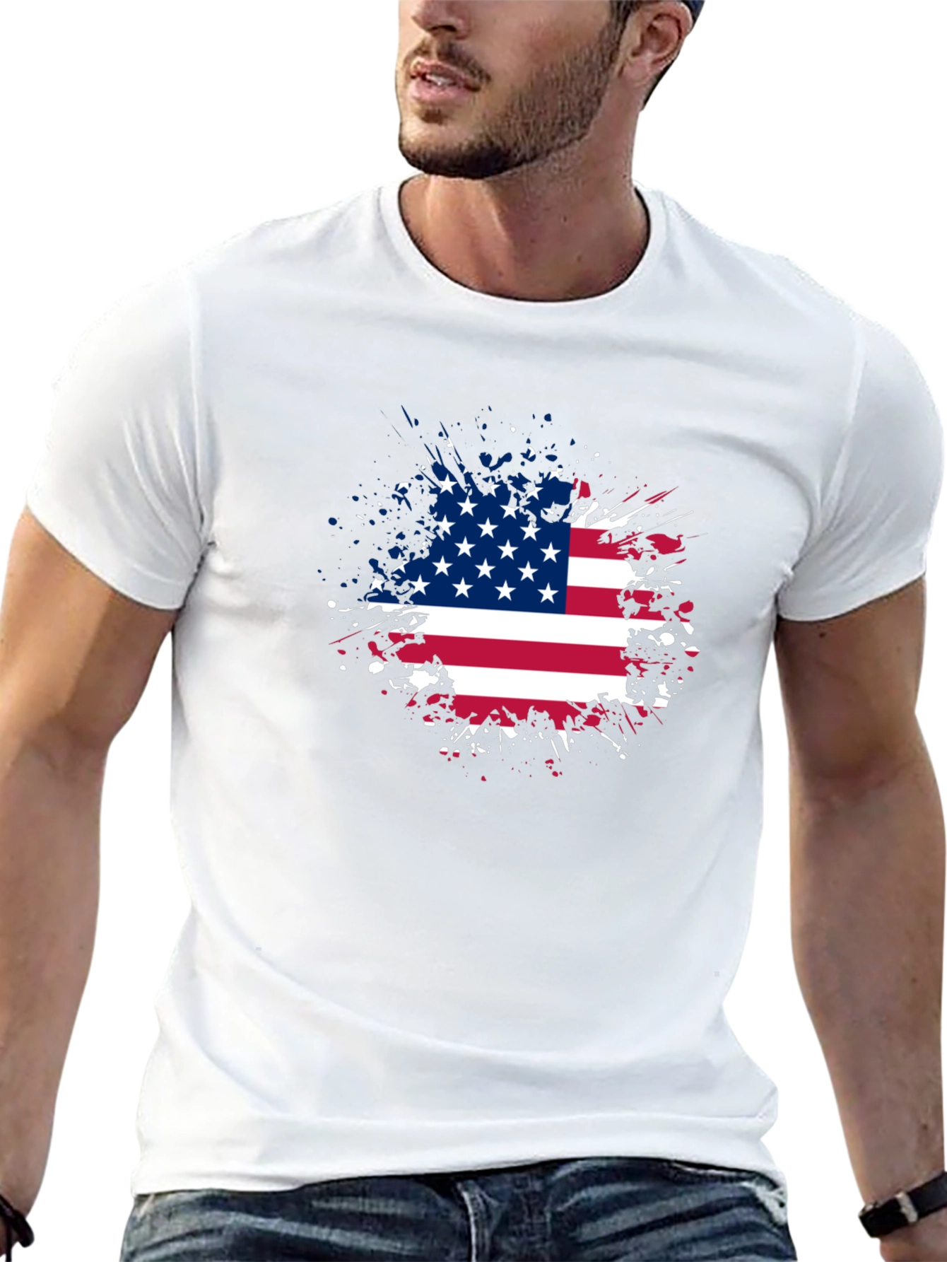 American Flag Splatter T-Shirt - Patriotic Style