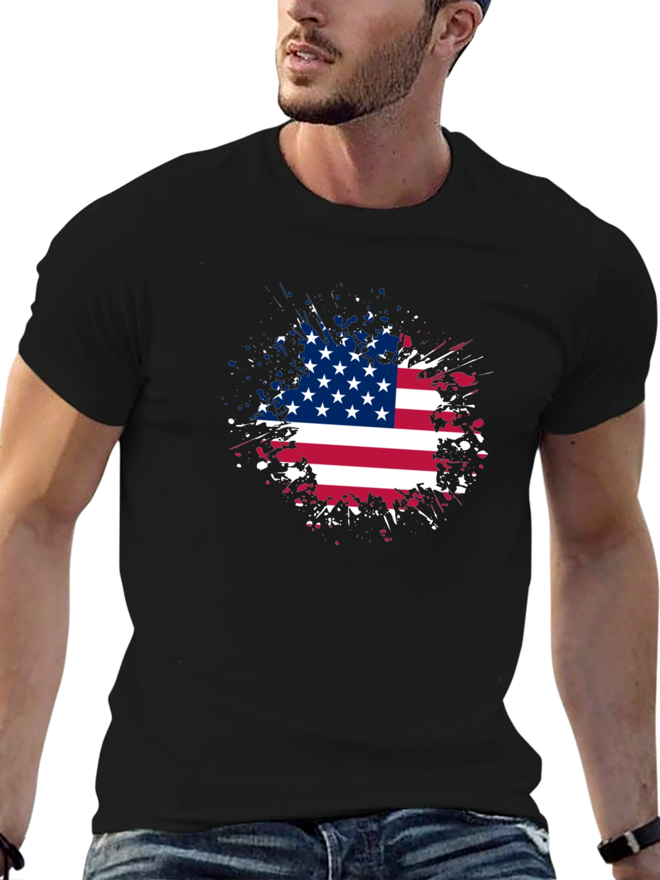 American Flag Splatter T-Shirt - Patriotic Style