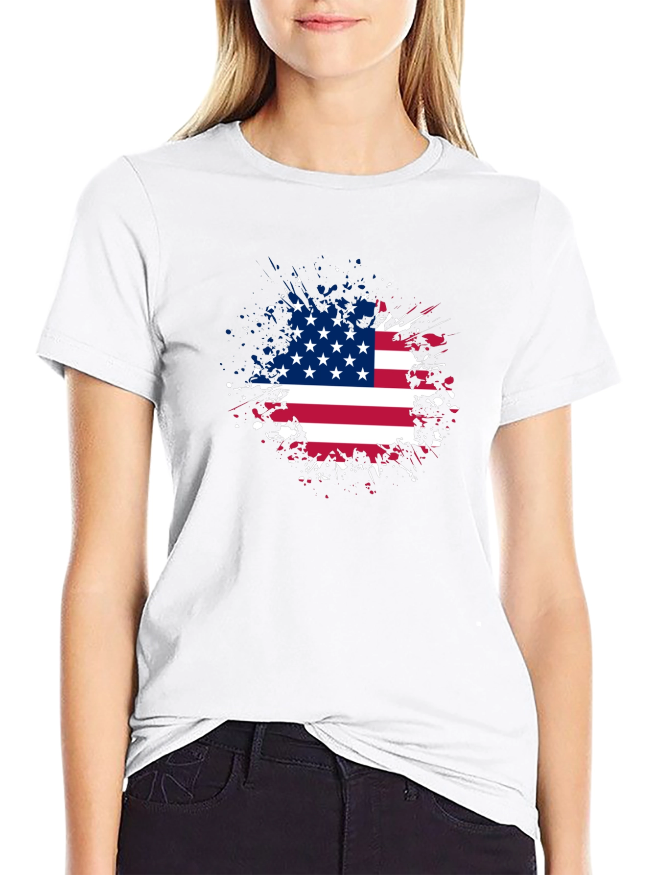 American Flag Splatter T-Shirt - Patriotic Style