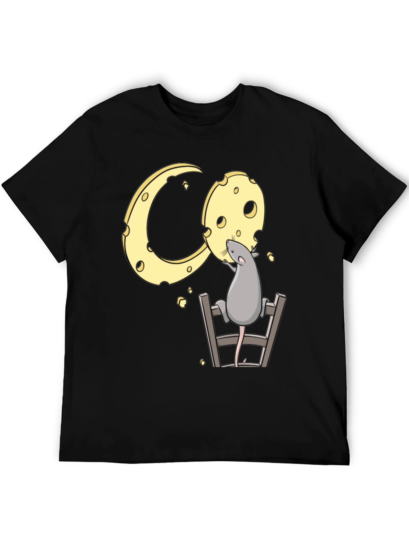Rat and Cheese Graphic Tee - Black Cotton T-Shirt