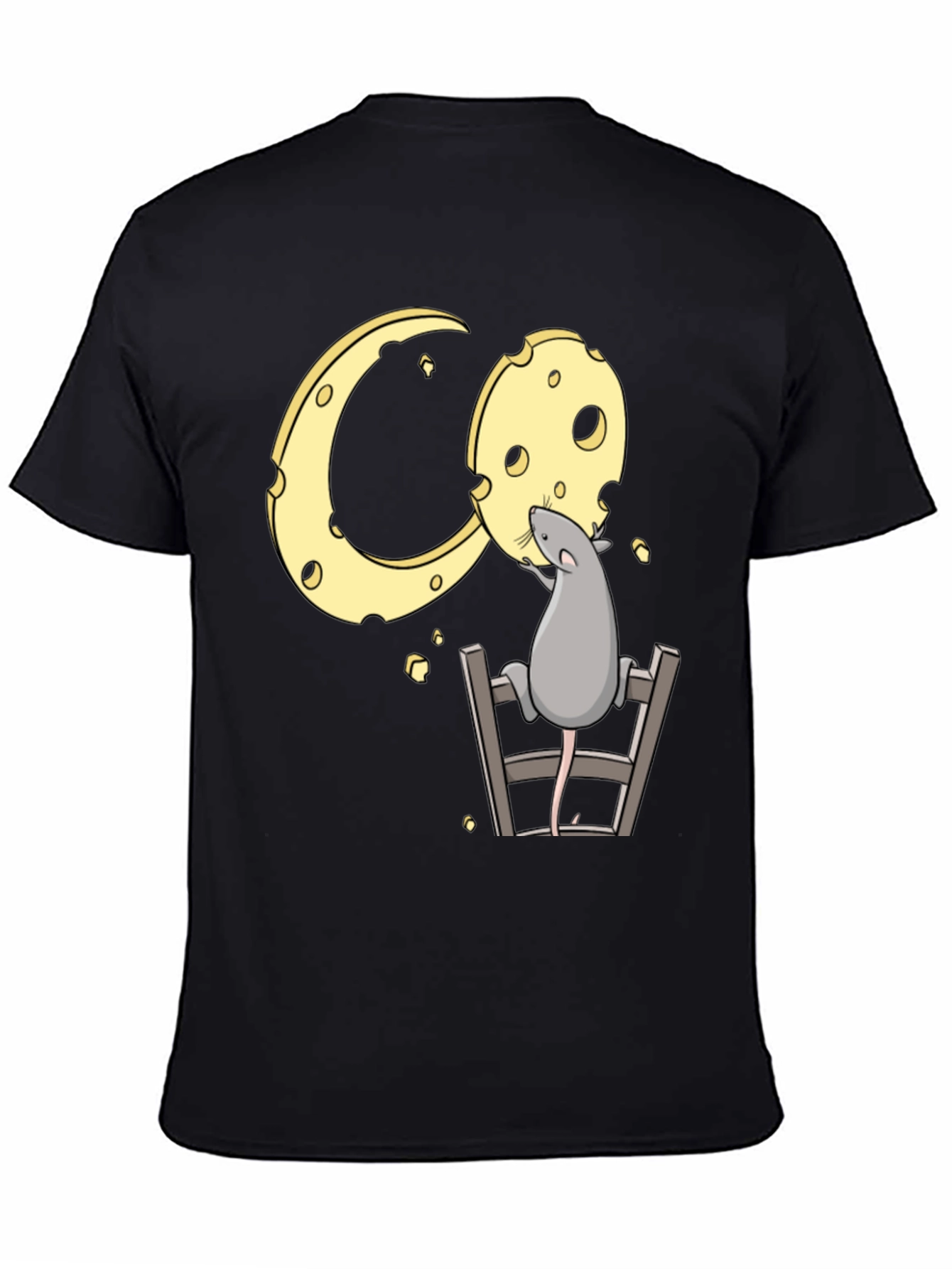 Rat and Cheese Graphic Tee - Black Cotton T-Shirt