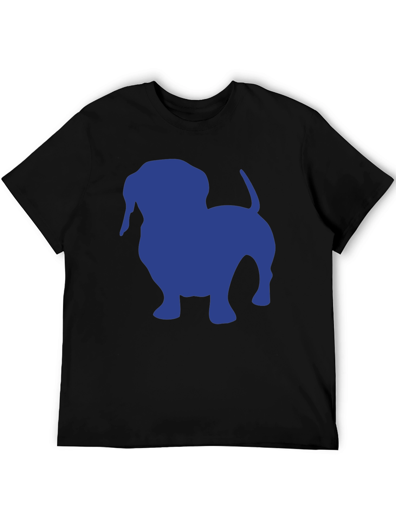 Dachshund Silhouette Tee - Black Cotton Casual T-Shirt