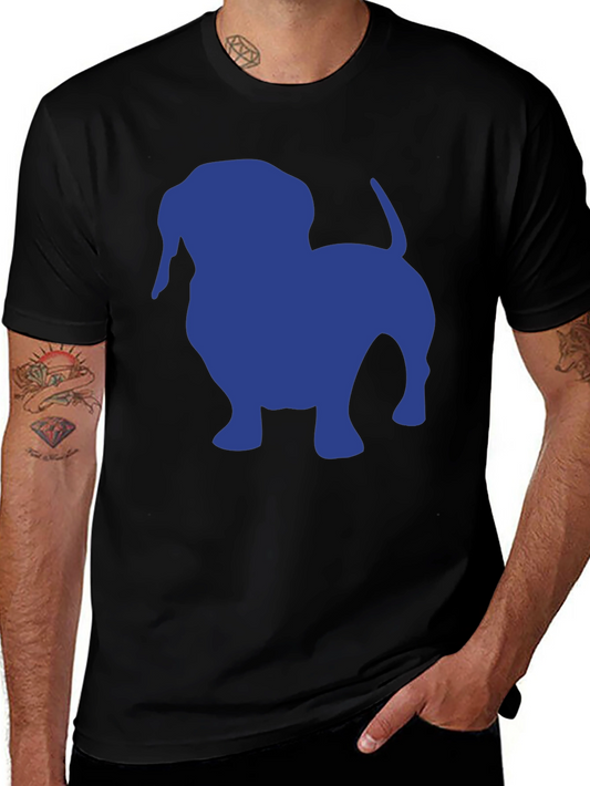 Dachshund Silhouette Tee - Black Cotton Casual T-Shirt