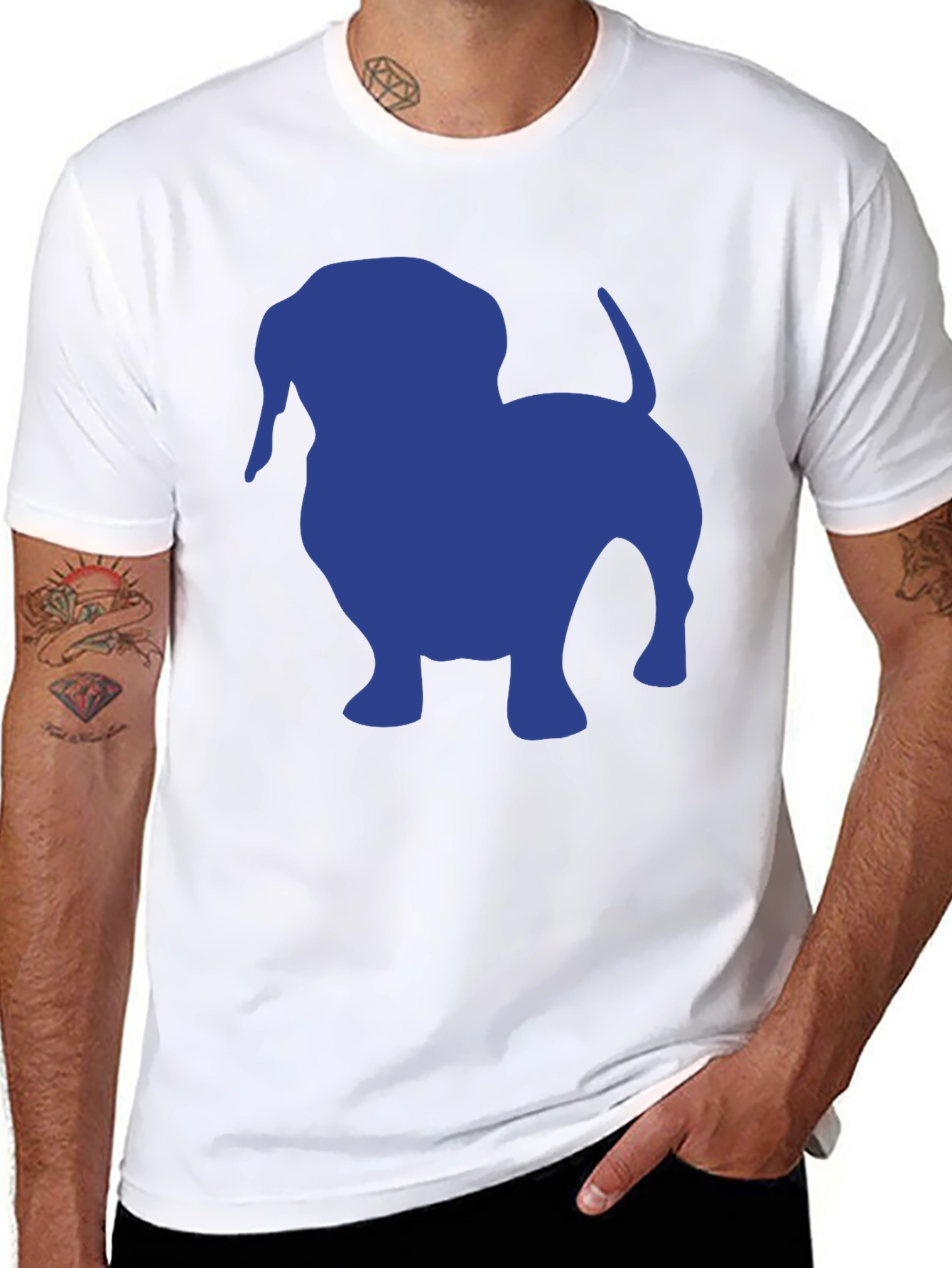 Dachshund Silhouette Tee - Black Cotton Casual T-Shirt