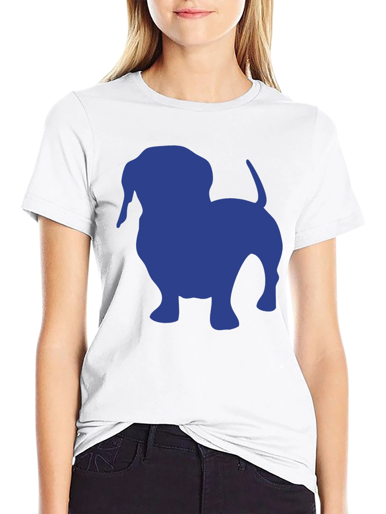 Dachshund Silhouette Tee - Black Cotton Casual T-Shirt