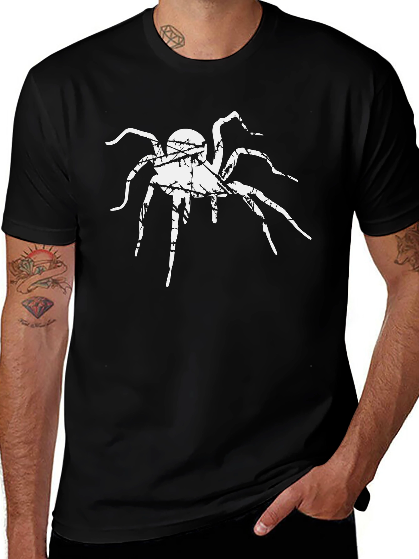 Spider Graphic Tee - Black Cotton T-Shirt