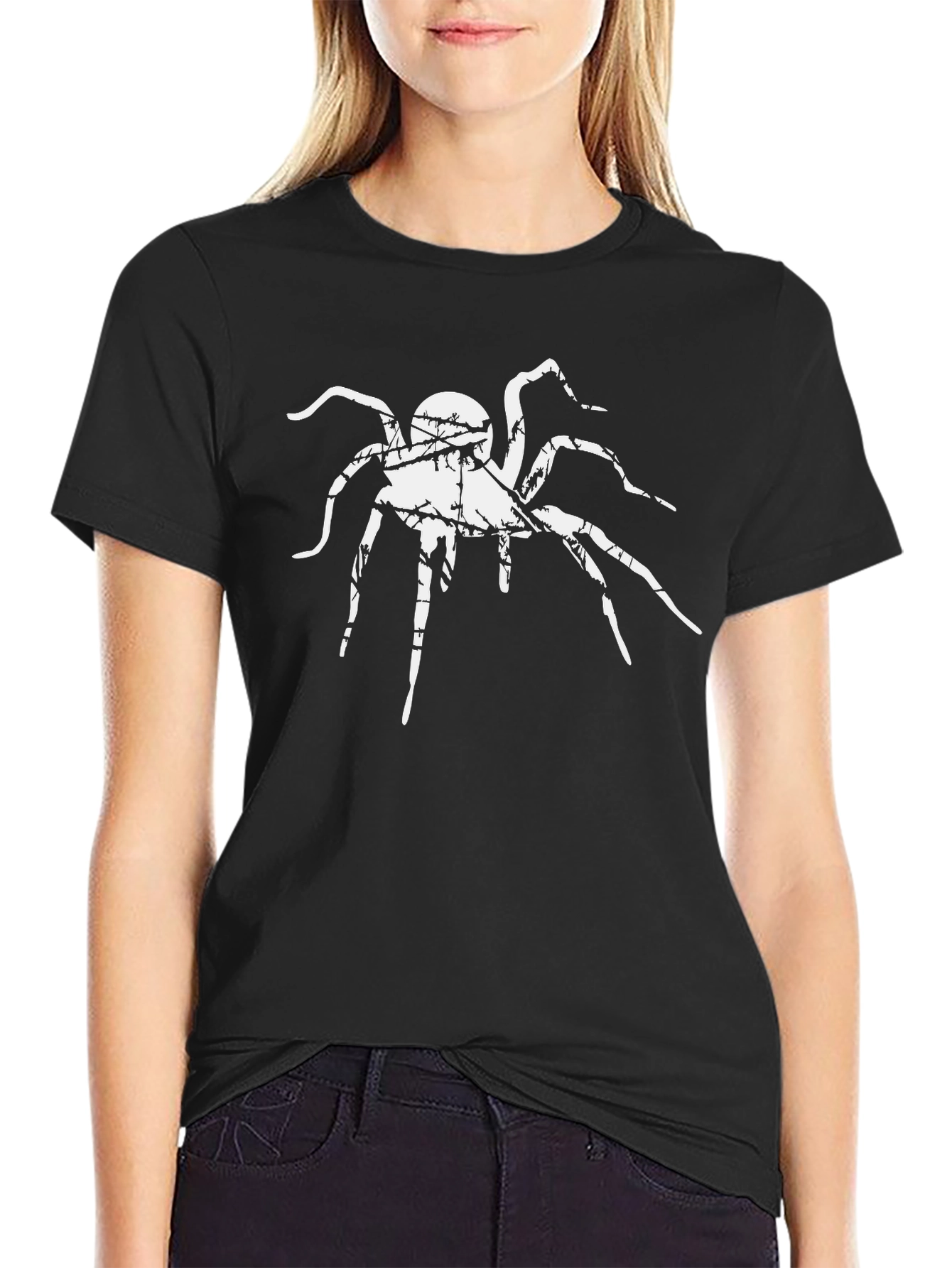 Spider Graphic Tee - Black Cotton T-Shirt
