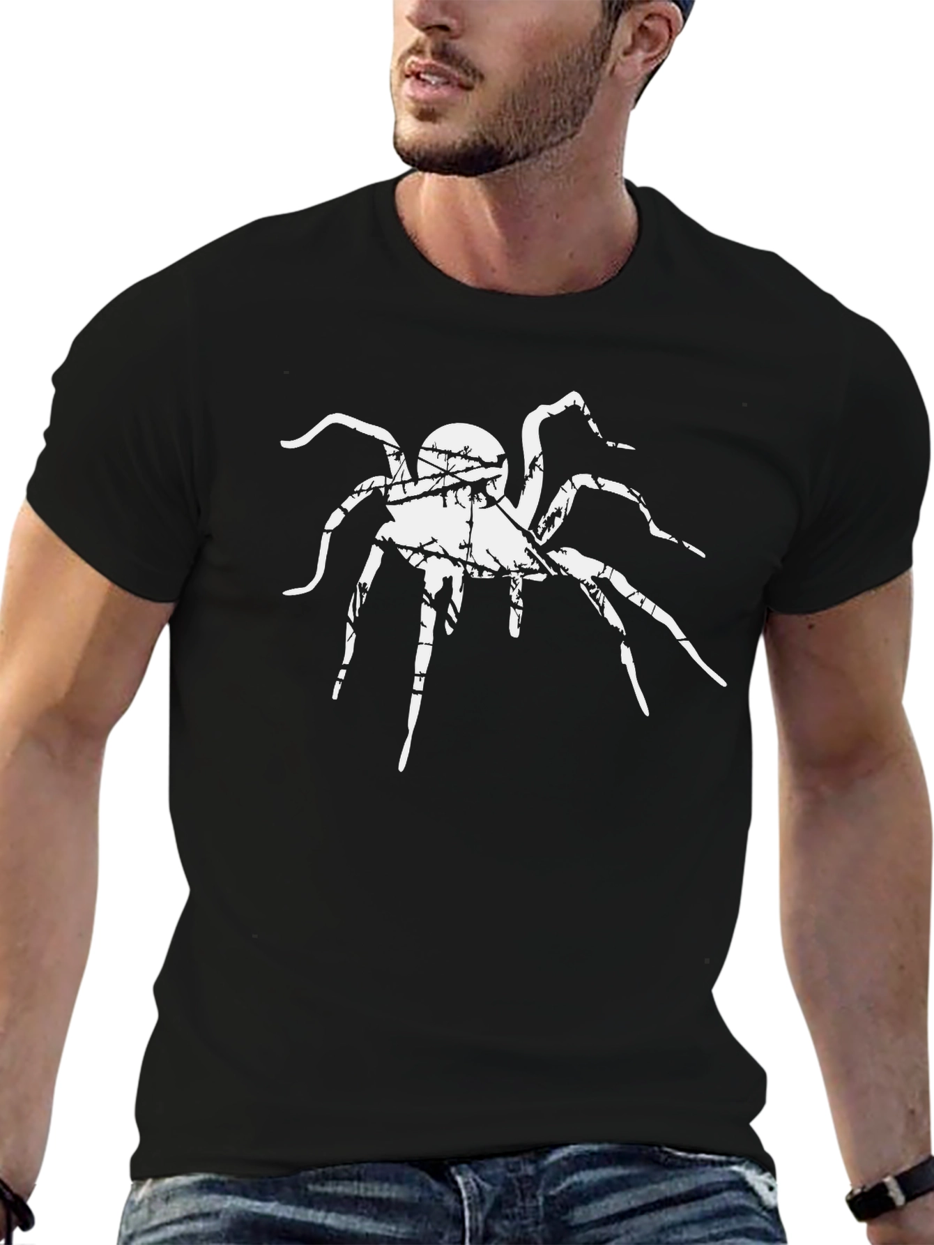Spider Graphic Tee - Black Cotton T-Shirt